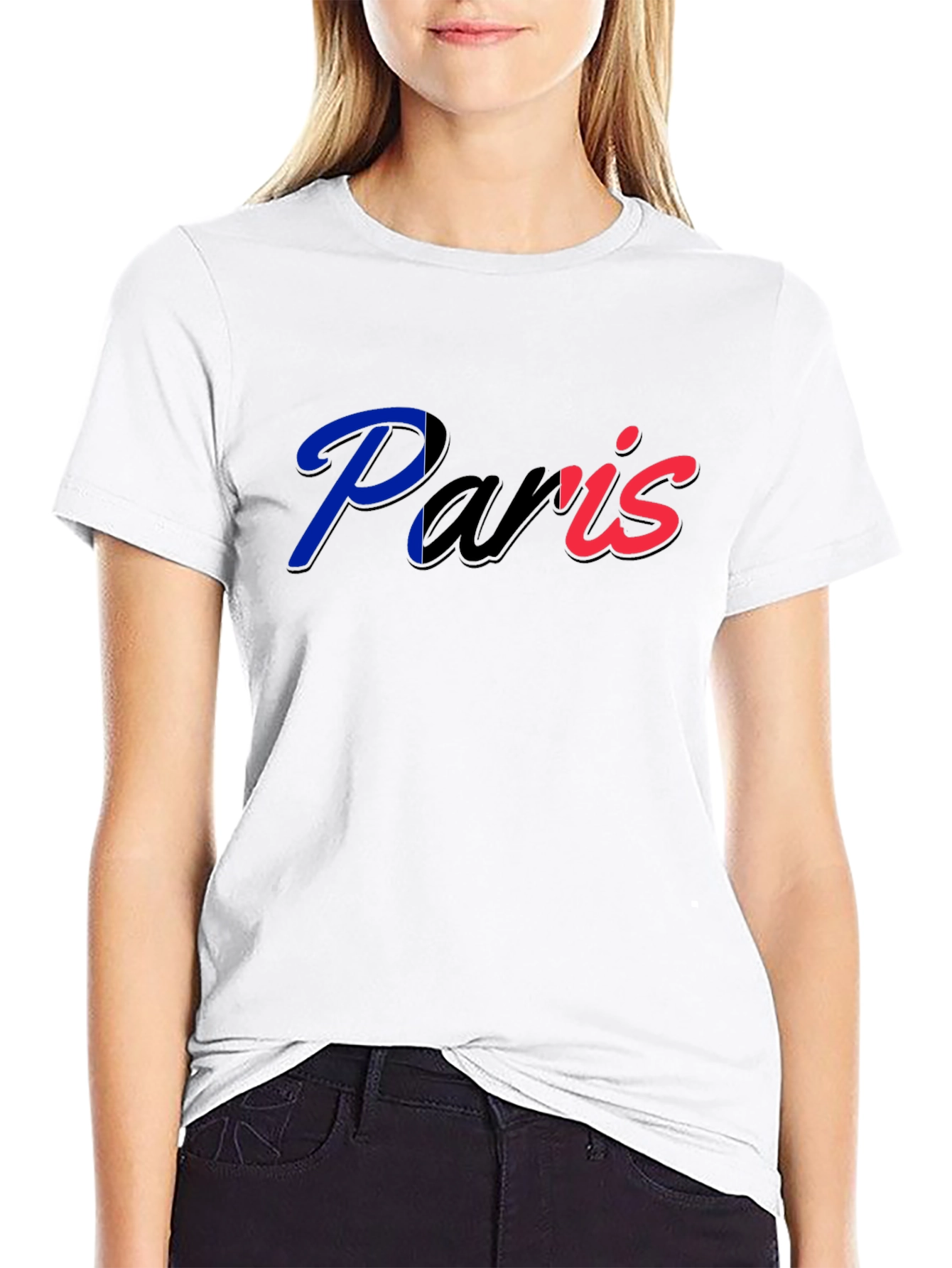 Paris France Graphic T-Shirt - Black Crew Neck Tee