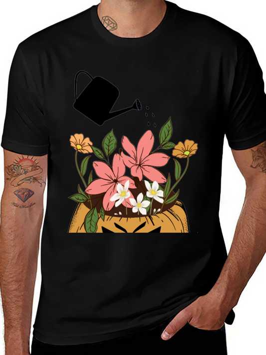 Floral Pumpkin Patch Mens Graphic T-Shirt