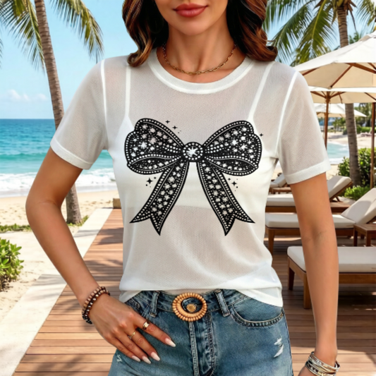 Elegant Sparkling Bow T-Shirt Design(z1191)