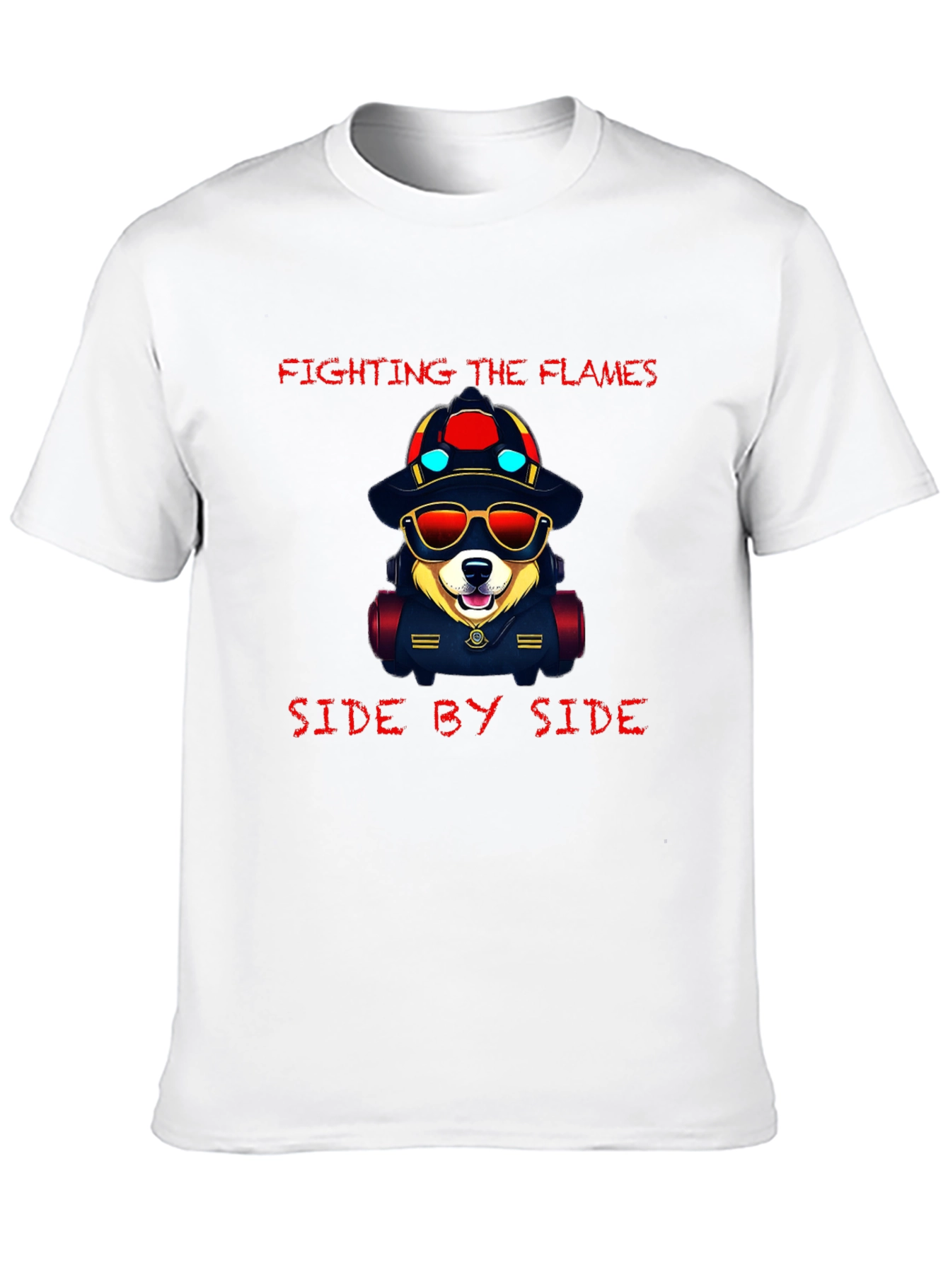 Dog Firefighter T-Shirt - Fighting the Flames