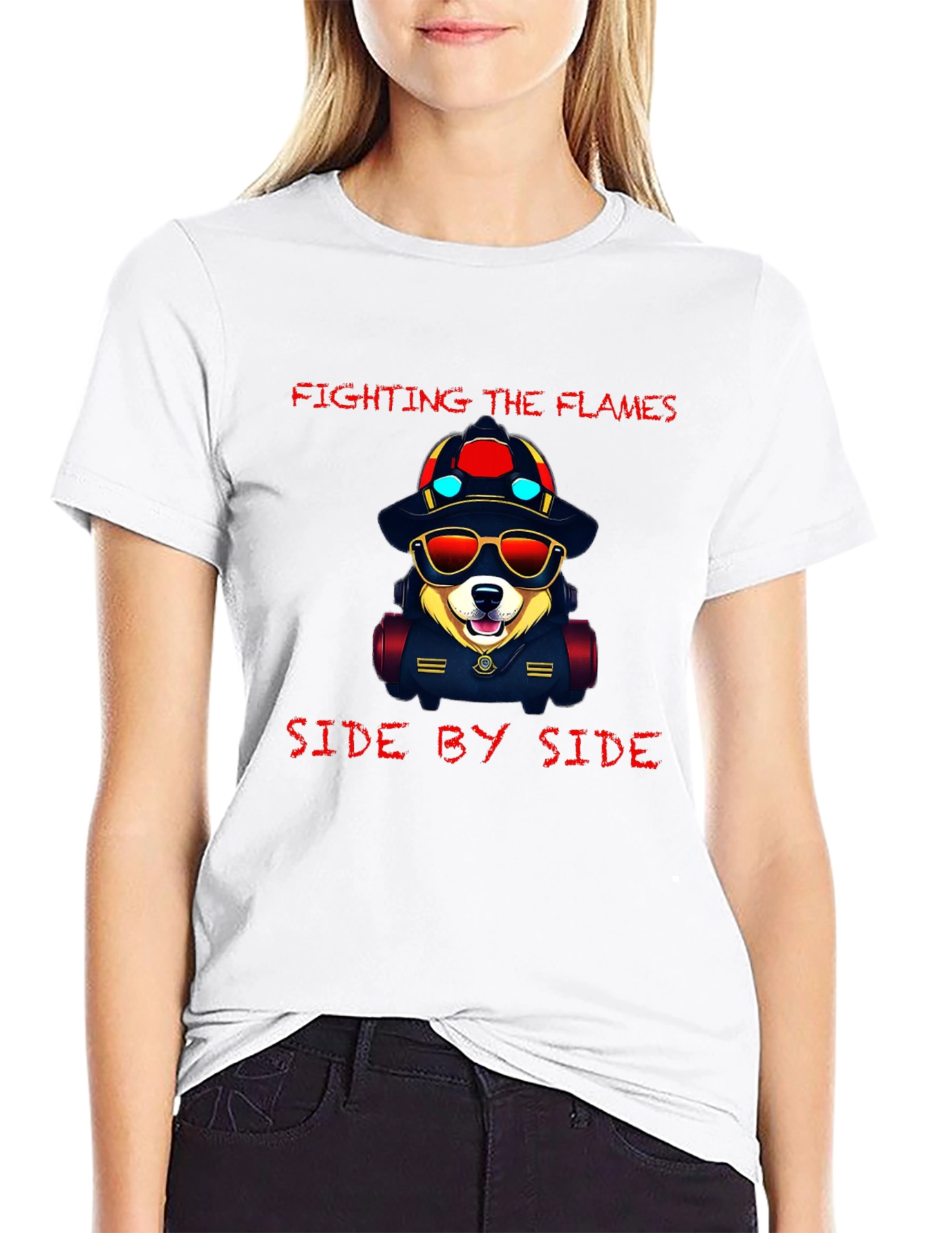 Dog Firefighter T-Shirt - Fighting the Flames