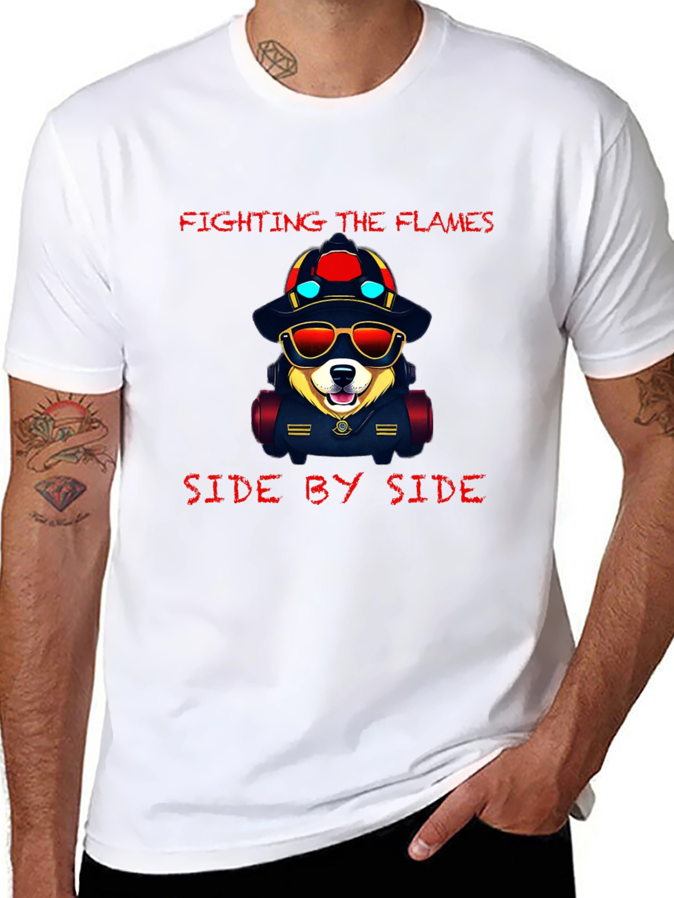Dog Firefighter T-Shirt - Fighting the Flames