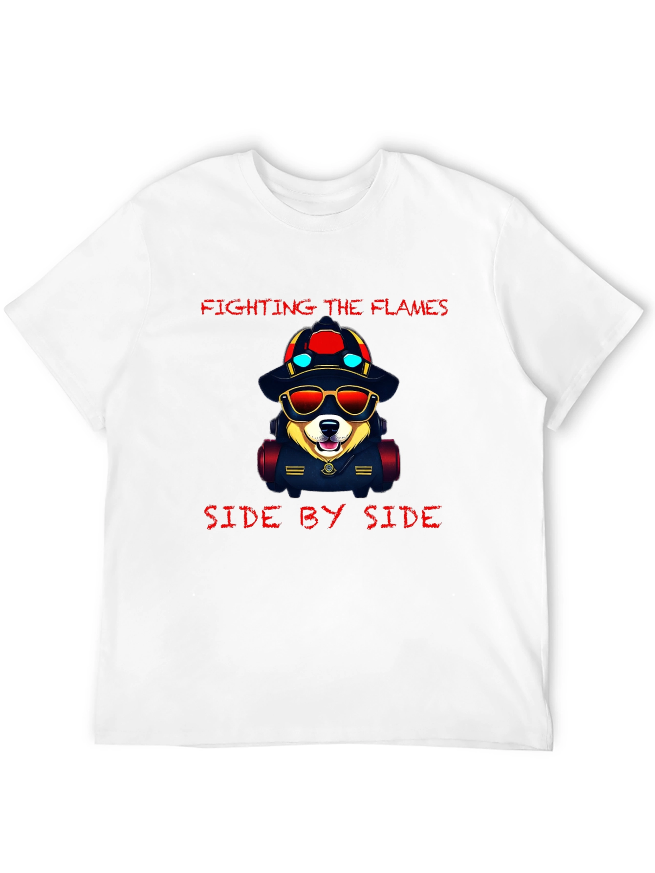 Dog Firefighter T-Shirt - Fighting the Flames