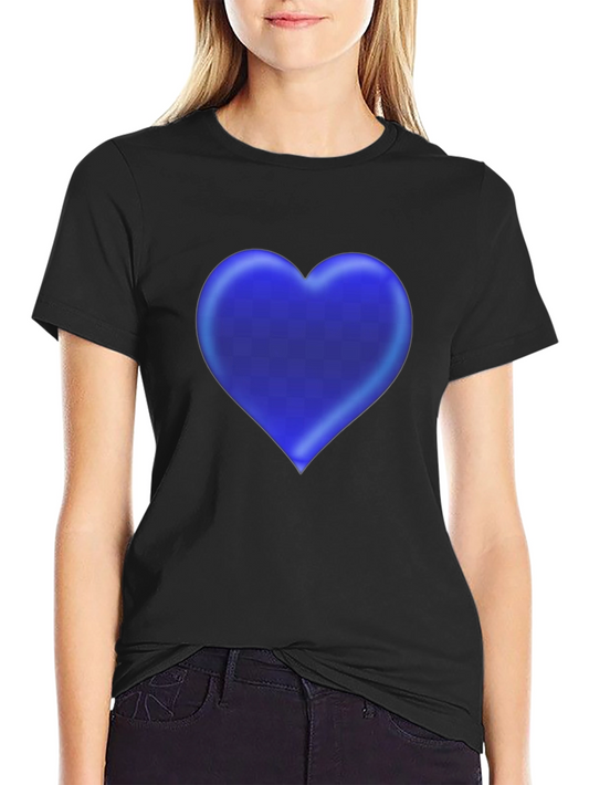 Blue Heart Graphic Black T-Shirt
