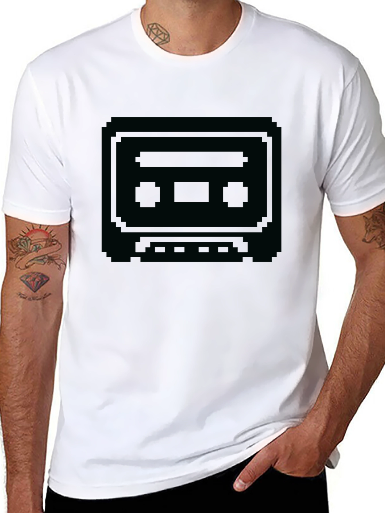 Retro Cassette Tape Graphic T-Shirt - Black