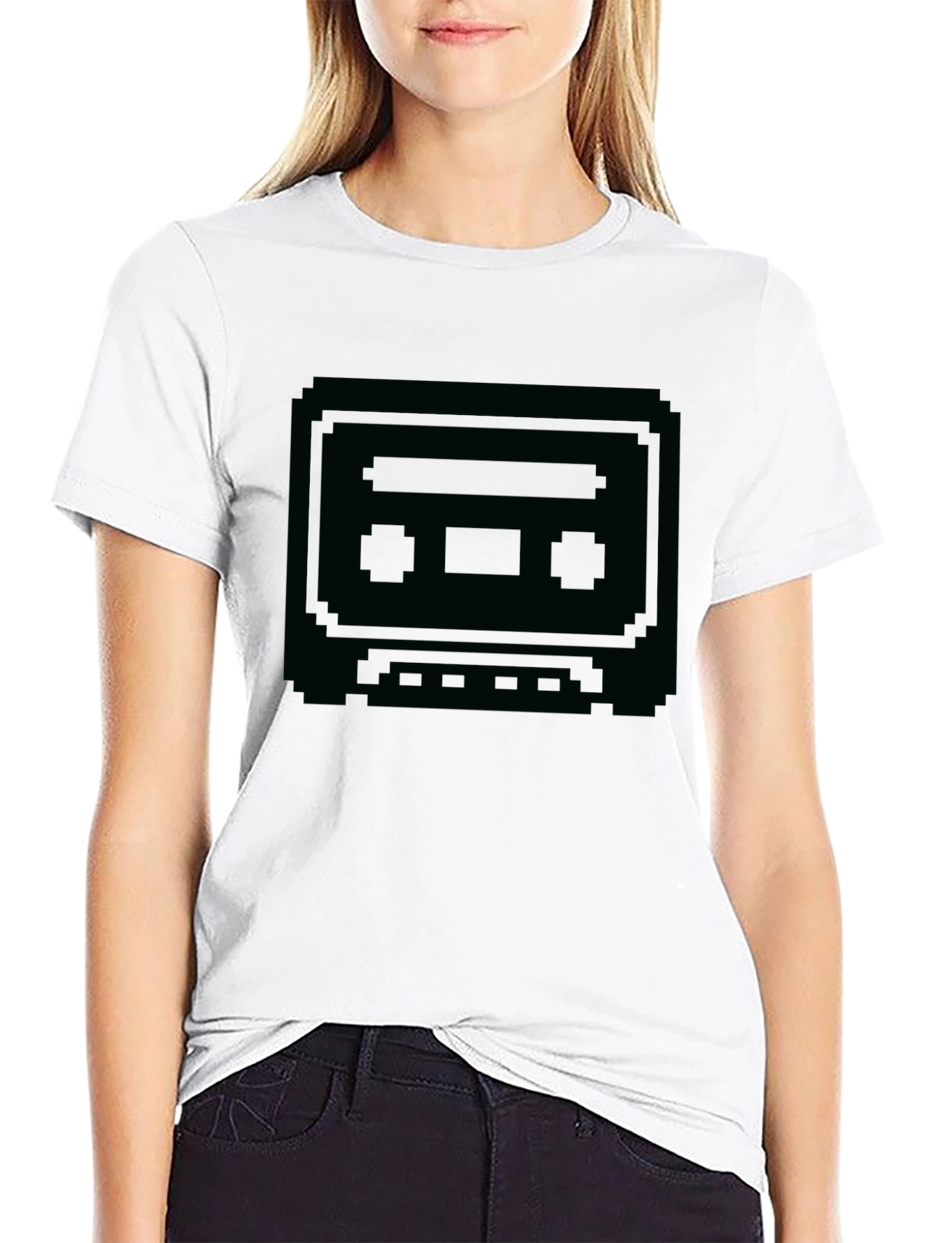 Retro Cassette Tape Graphic T-Shirt - Black