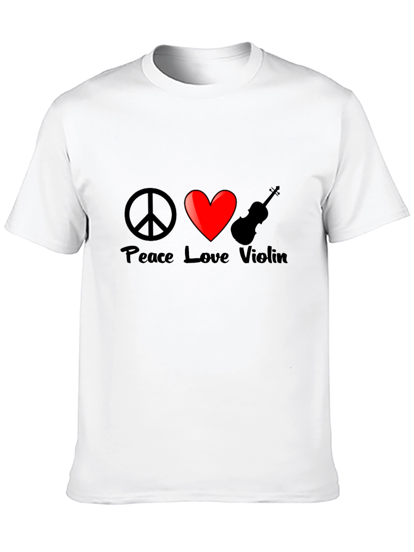 Peace Love Violin Graphic T-Shirt - Black