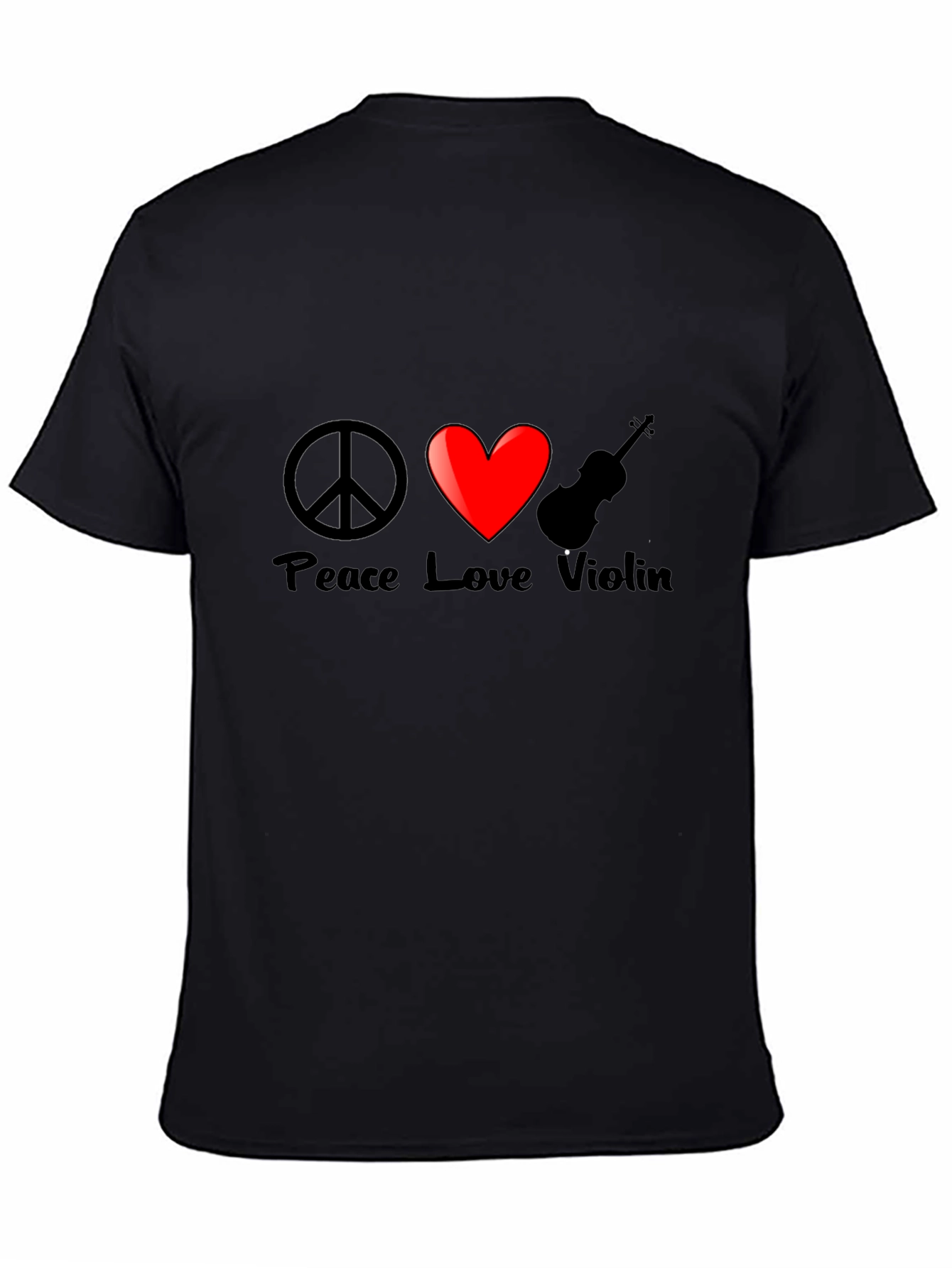 Peace Love Violin Graphic T-Shirt - Black