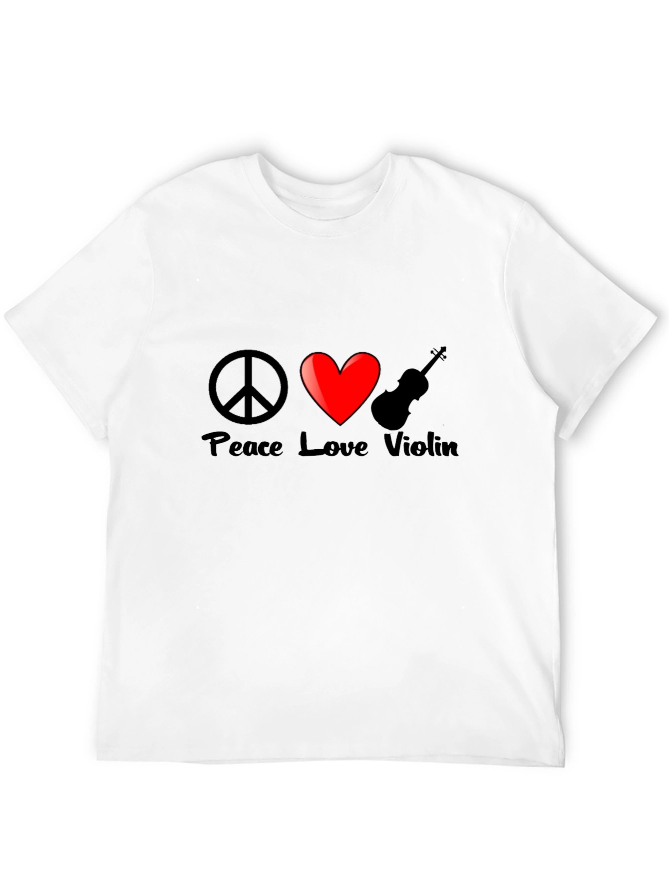 Peace Love Violin Graphic T-Shirt - Black