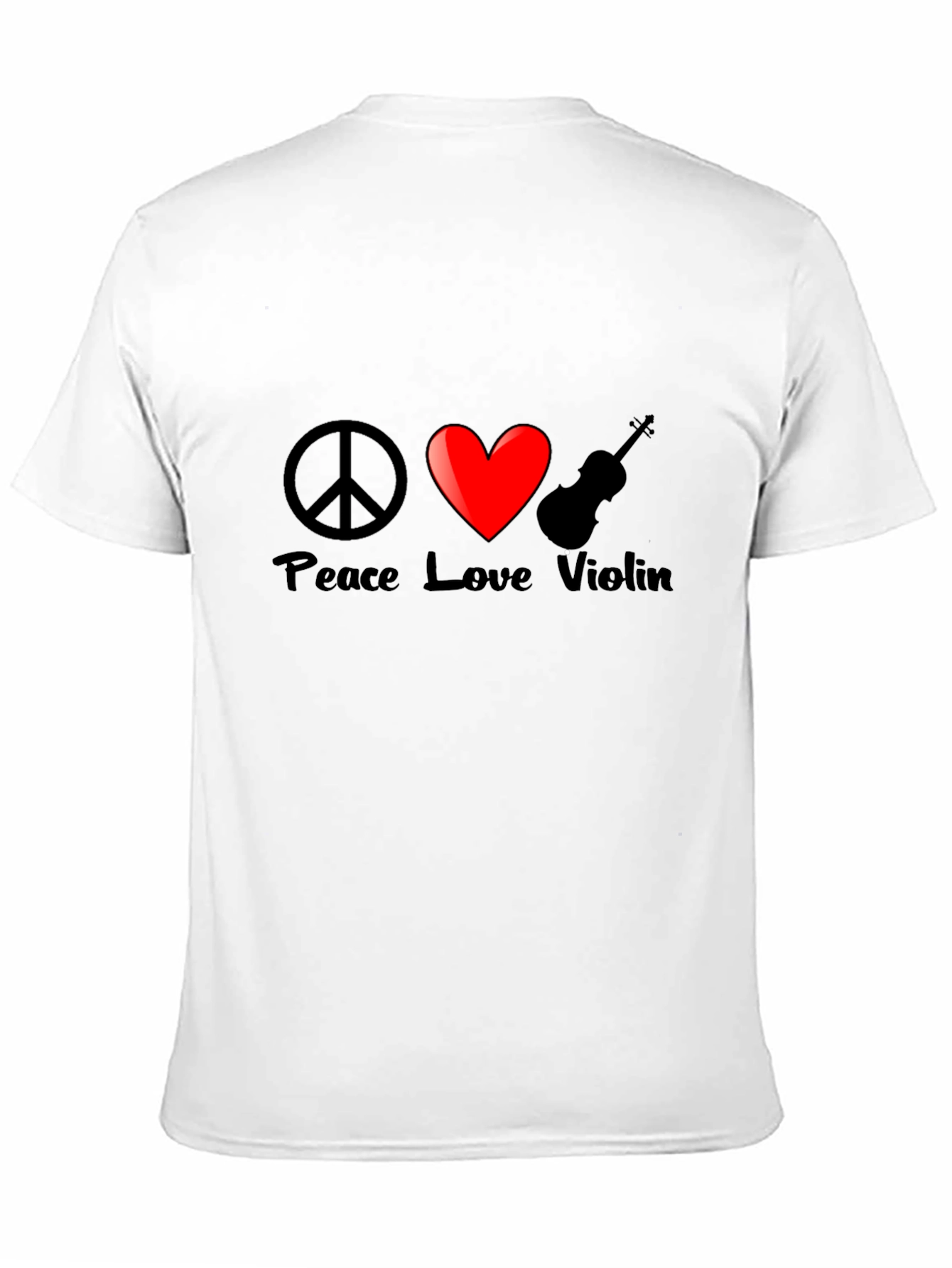 Peace Love Violin Graphic T-Shirt - Black