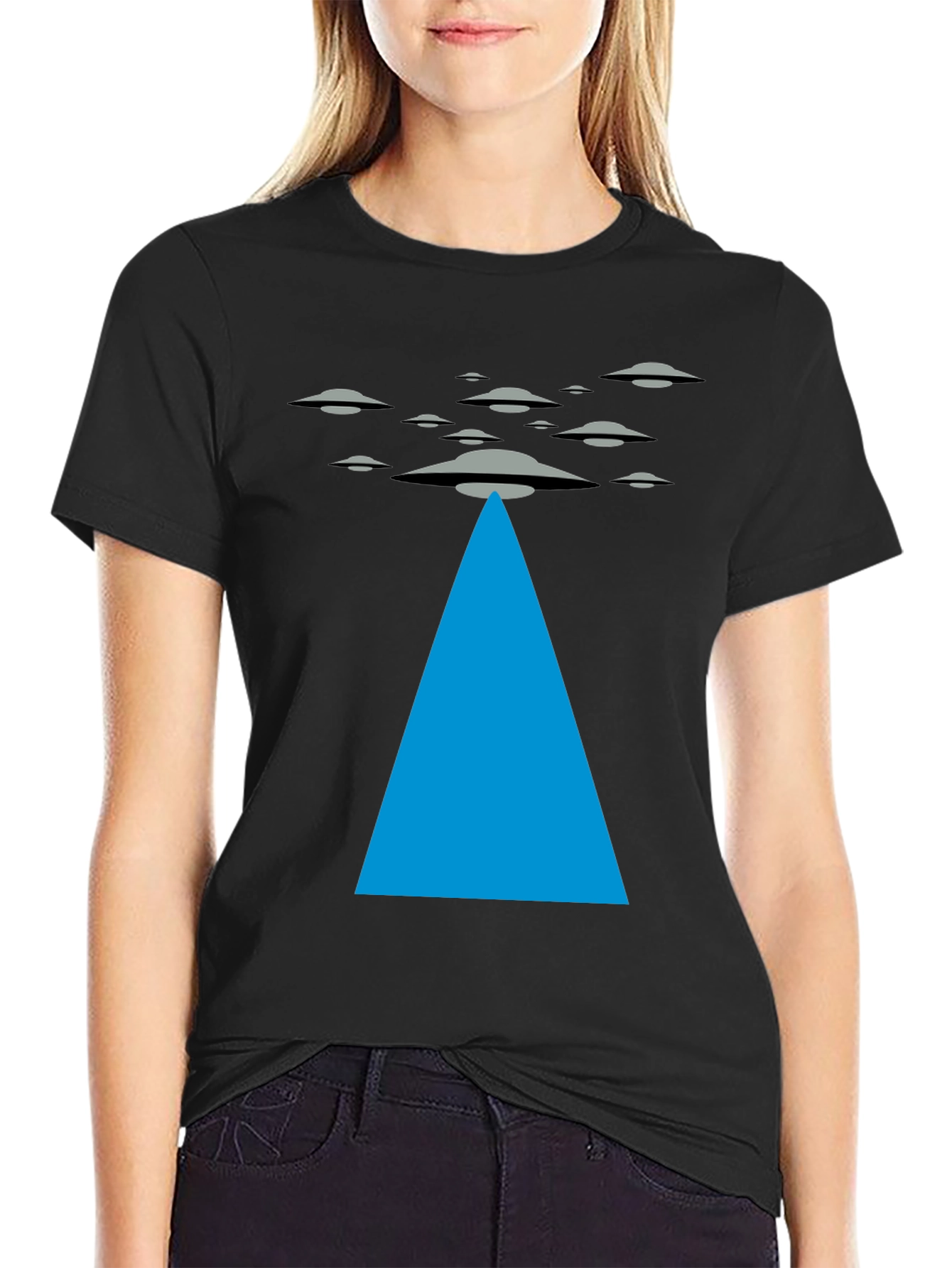UFO Abduction Black T-Shirt