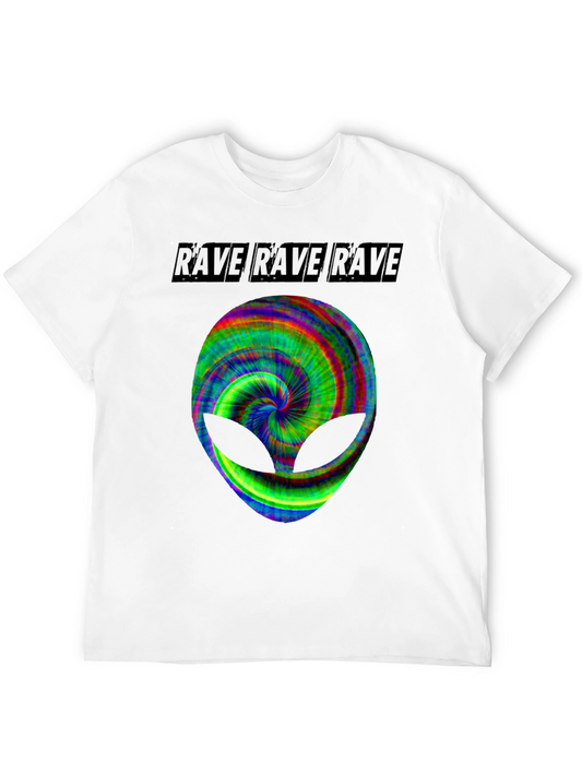 Rave Alien Graphic Tee - Black Cotton T-Shirt