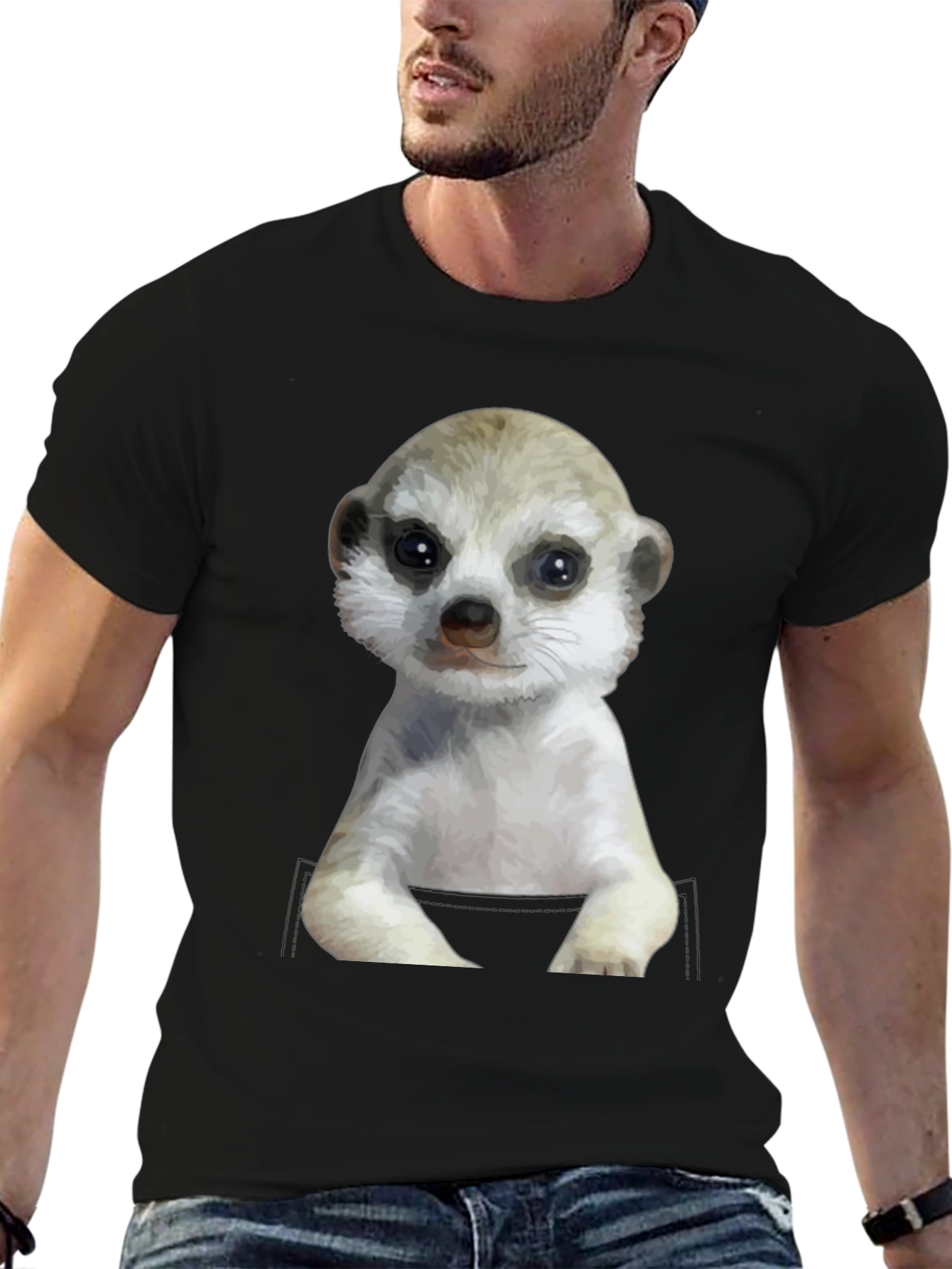 Meerkat in Pocket Graphic Tee - Cute Animal T-Shirt