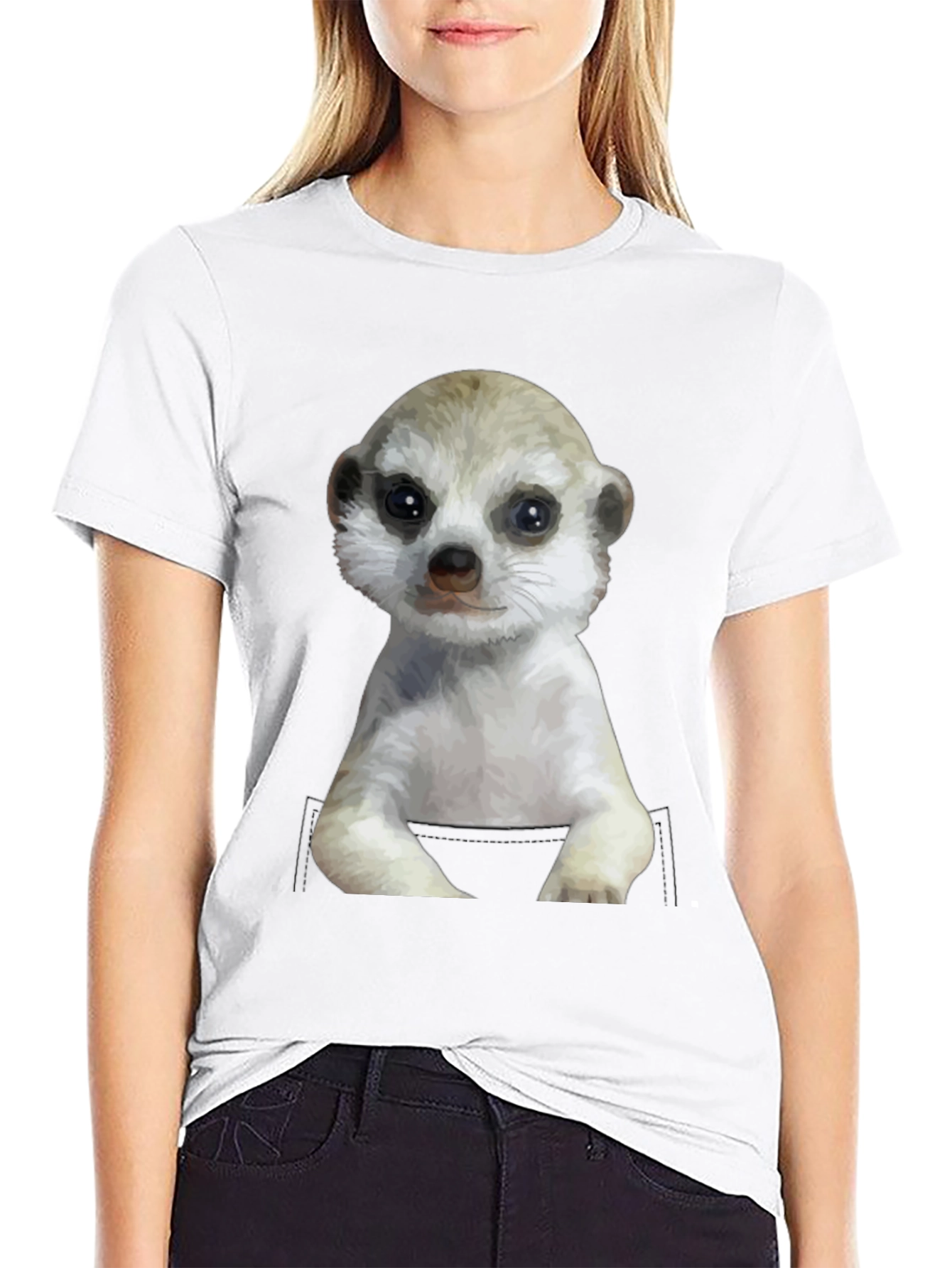 Meerkat in Pocket Graphic Tee - Cute Animal T-Shirt