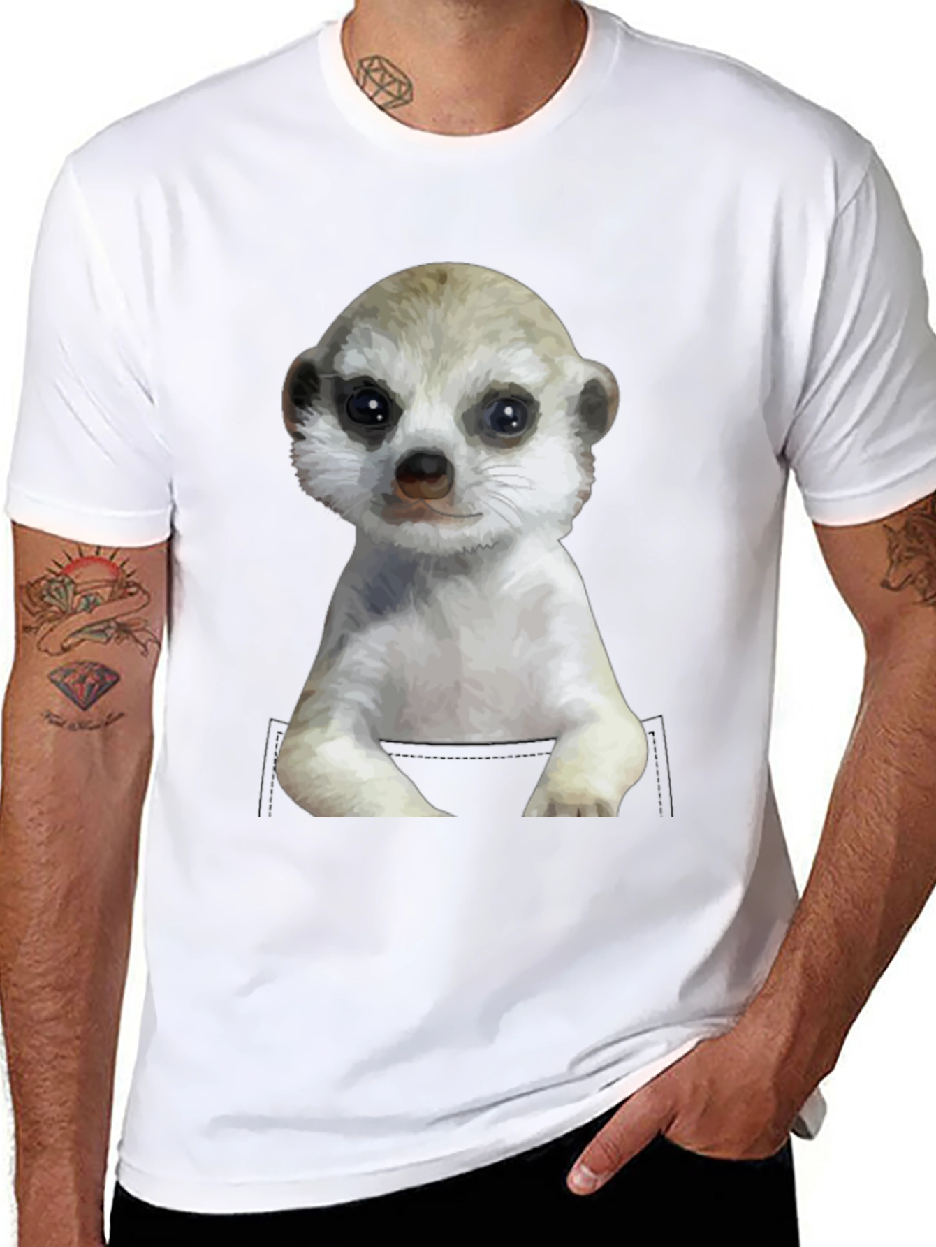 Meerkat in Pocket Graphic Tee - Cute Animal T-Shirt
