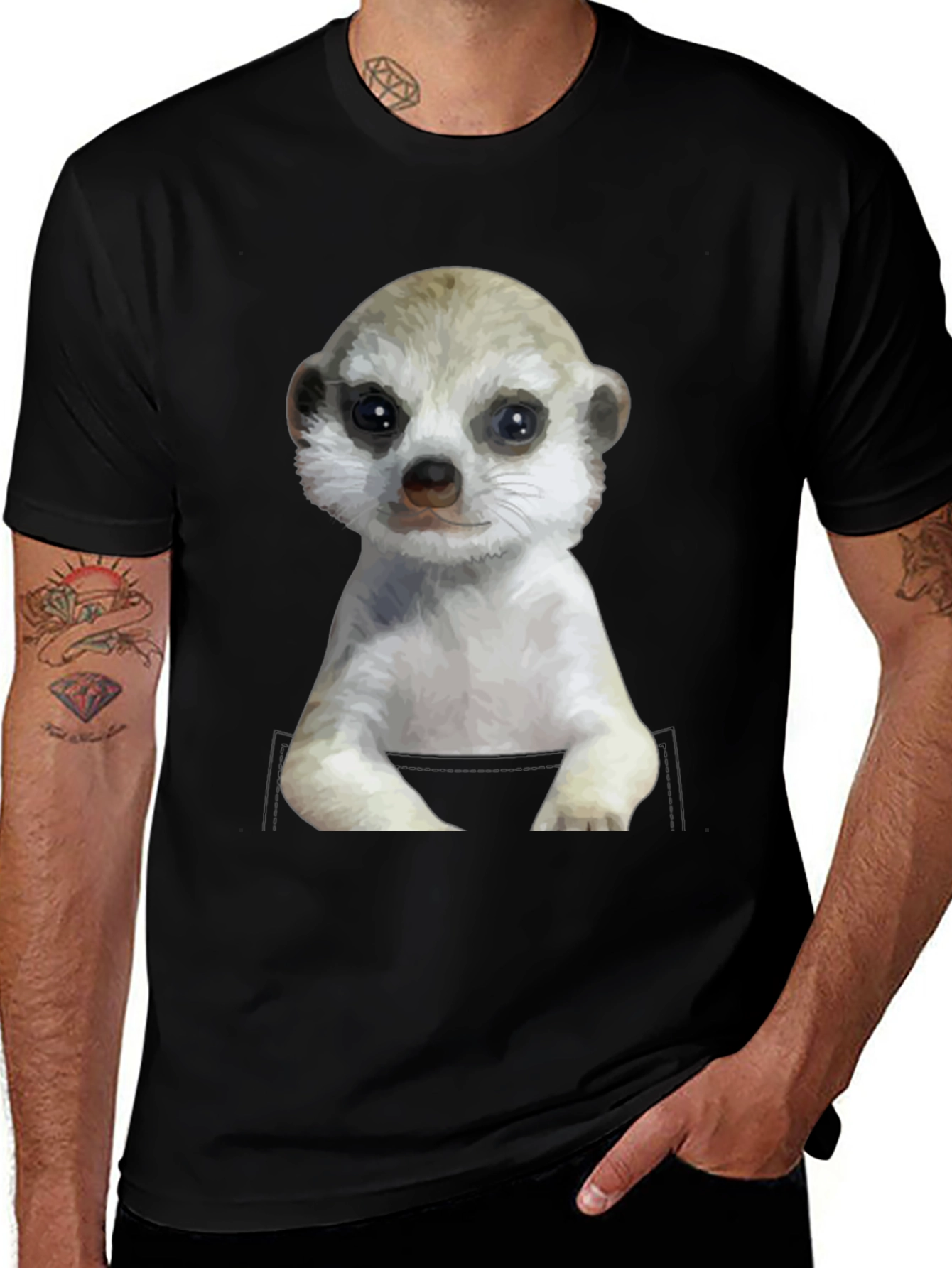 Meerkat in Pocket Graphic Tee - Cute Animal T-Shirt