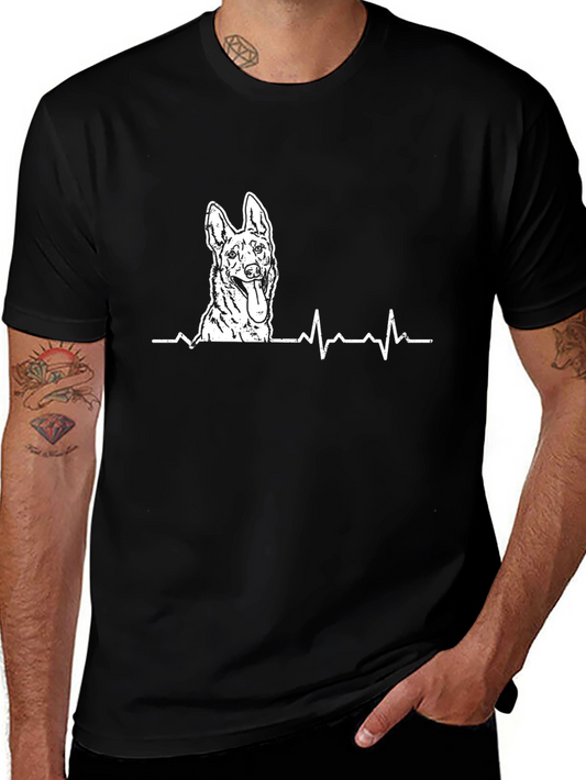 Dog Heartbeat Graphic Tee - Black