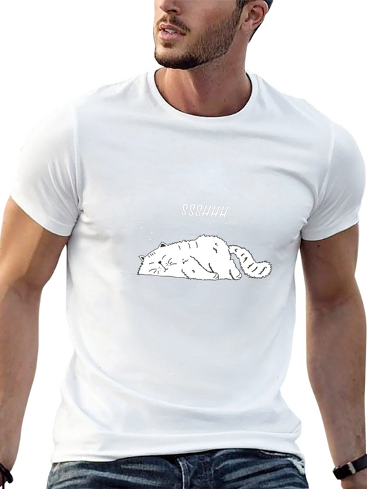 Shhh! Sleeping Cat Graphic Tee - Soft Cotton Comfort
