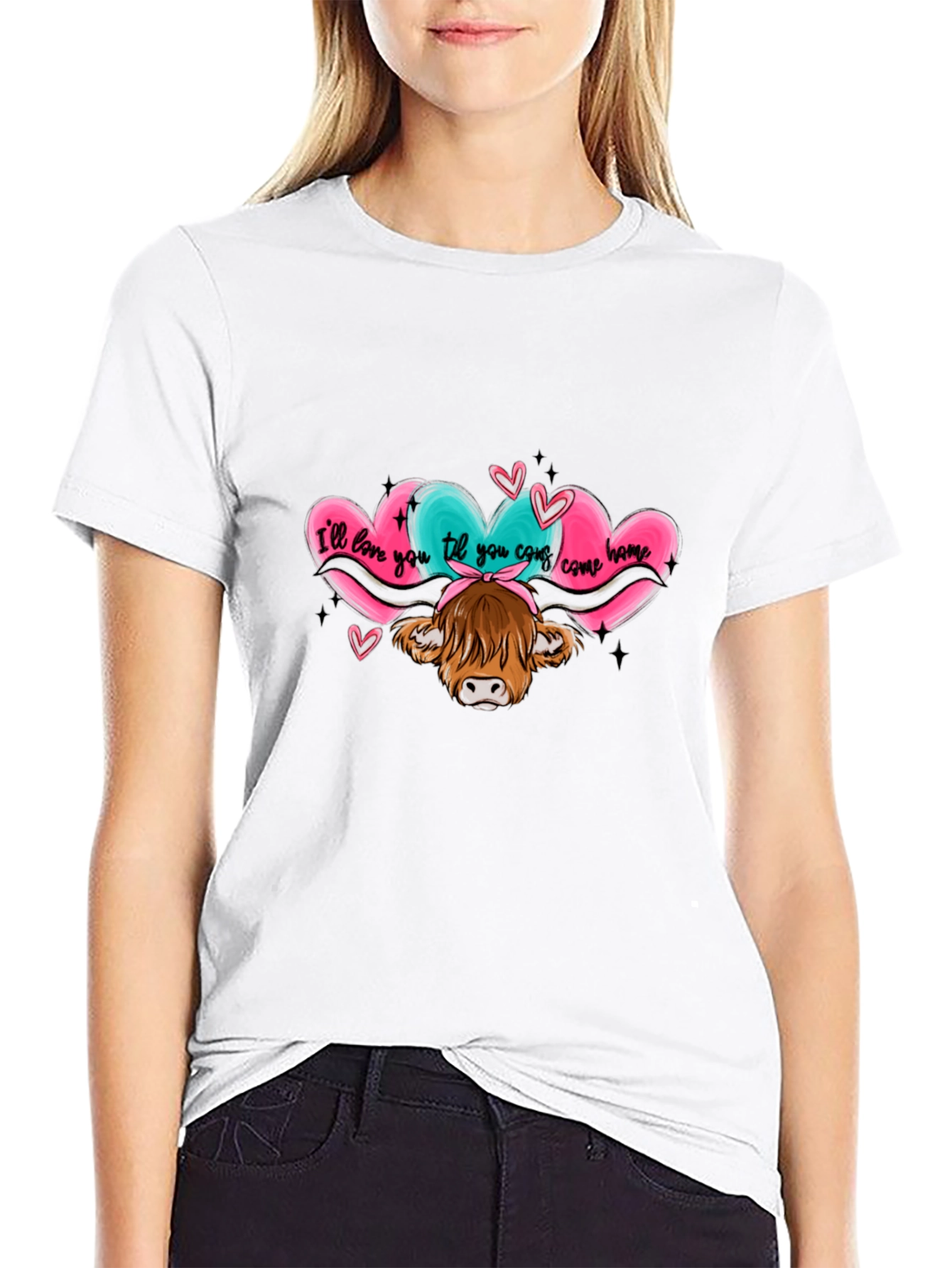 Love You Til You Come Home Cow Graphic Tee