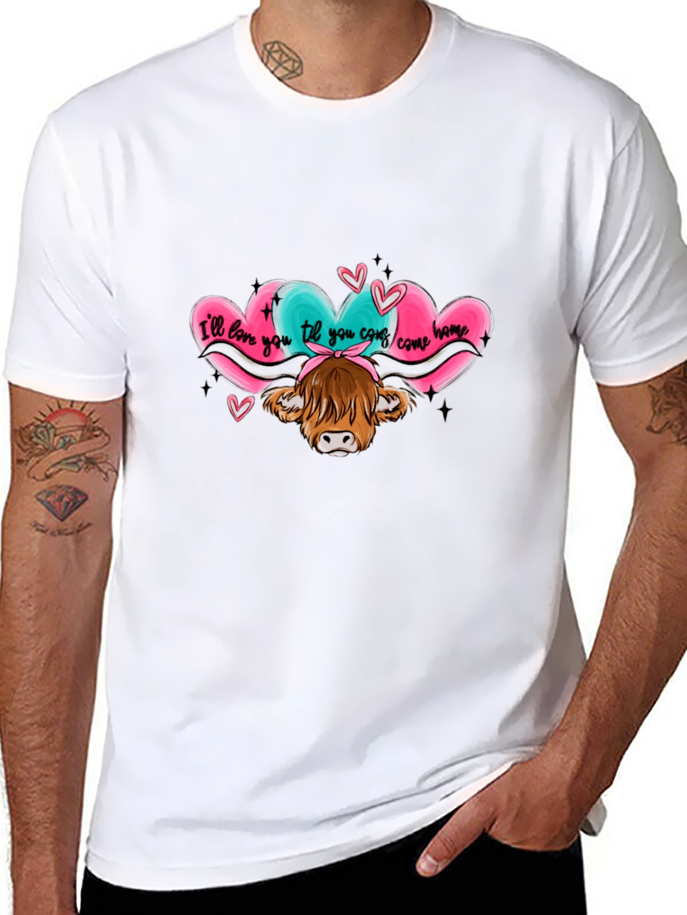 Love You Til You Come Home Cow Graphic Tee