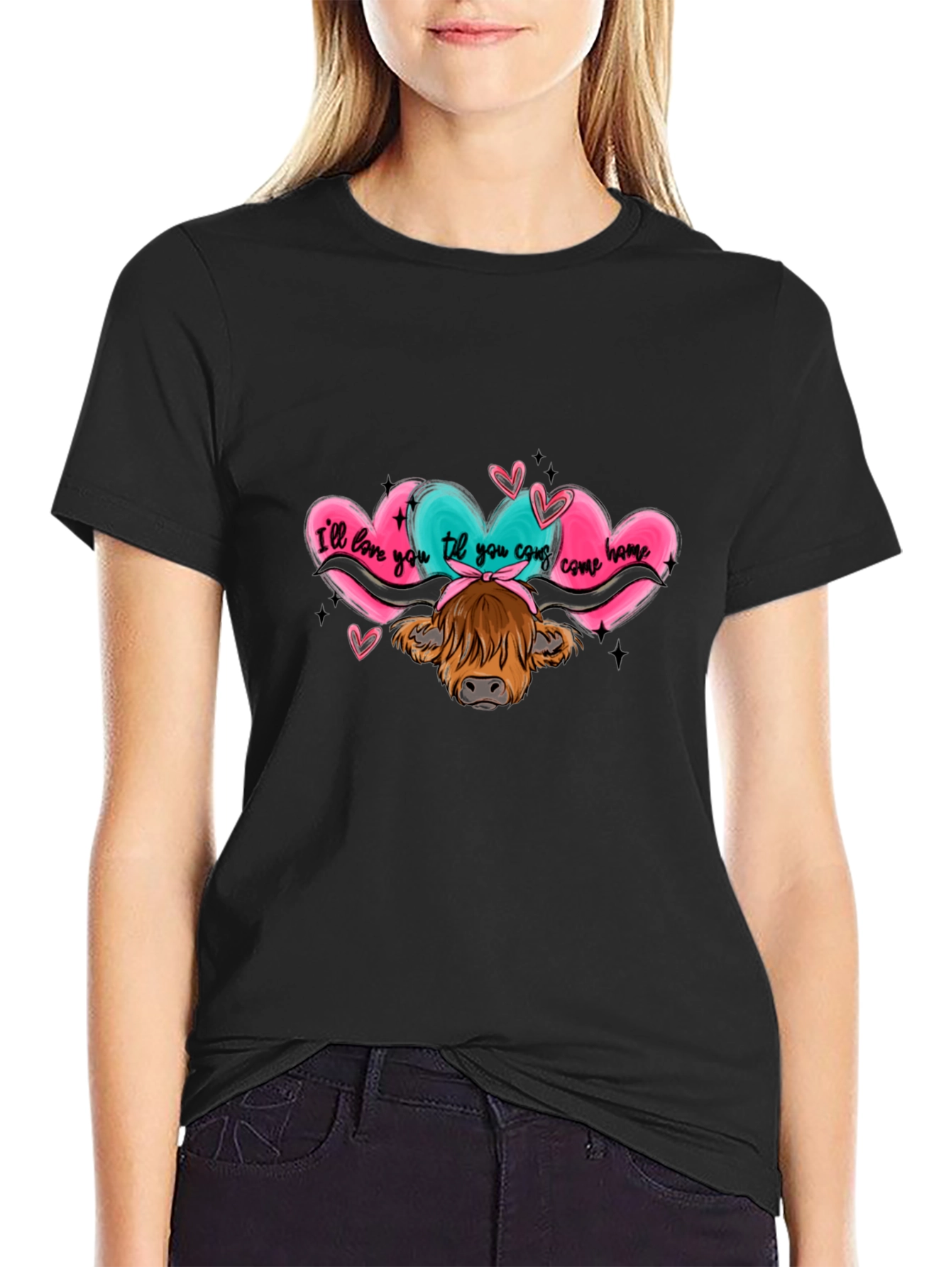 Love You Til You Come Home Cow Graphic Tee