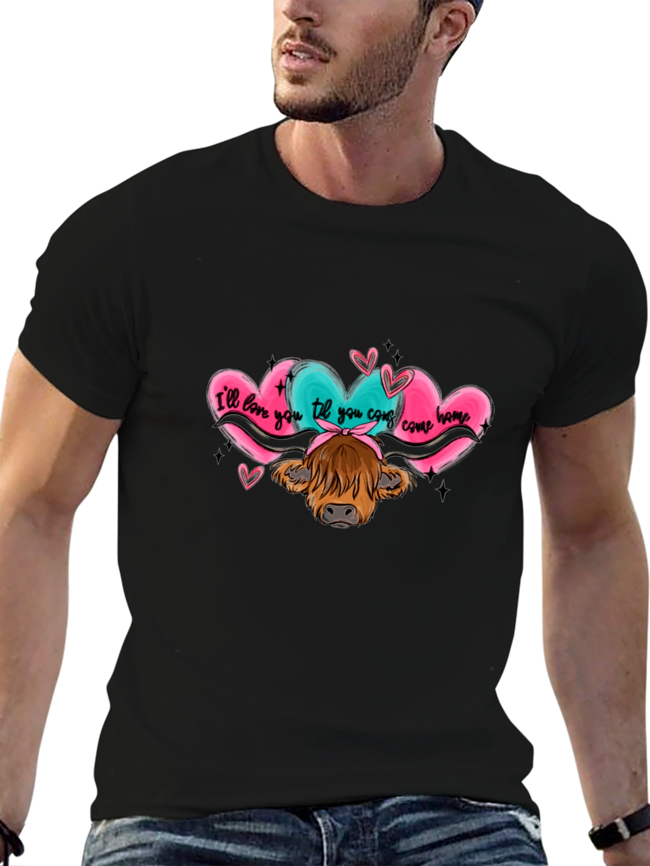 Love You Til You Come Home Cow Graphic Tee