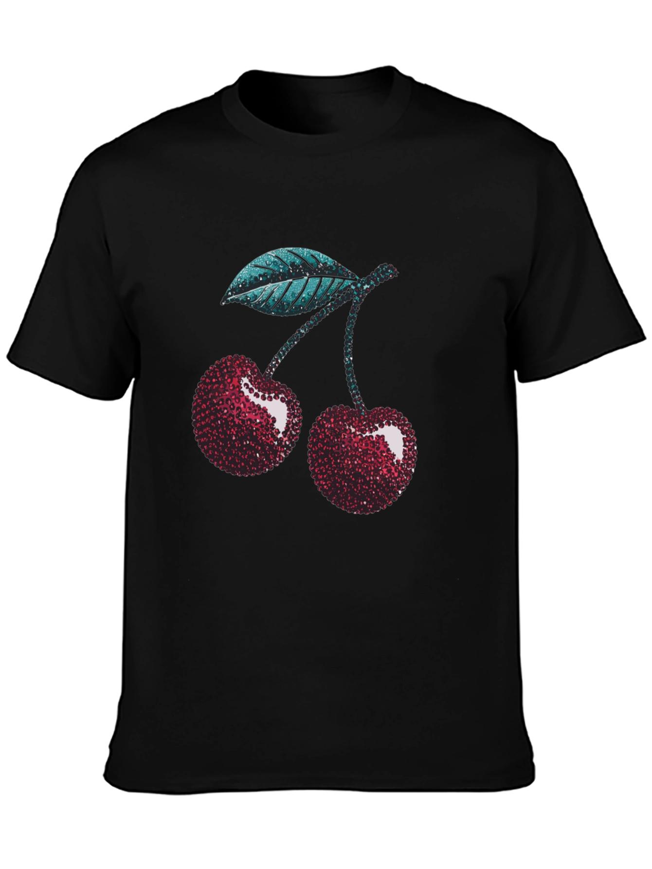 Sparkling Cherry Graphic Tee - Trendy Fruit Design