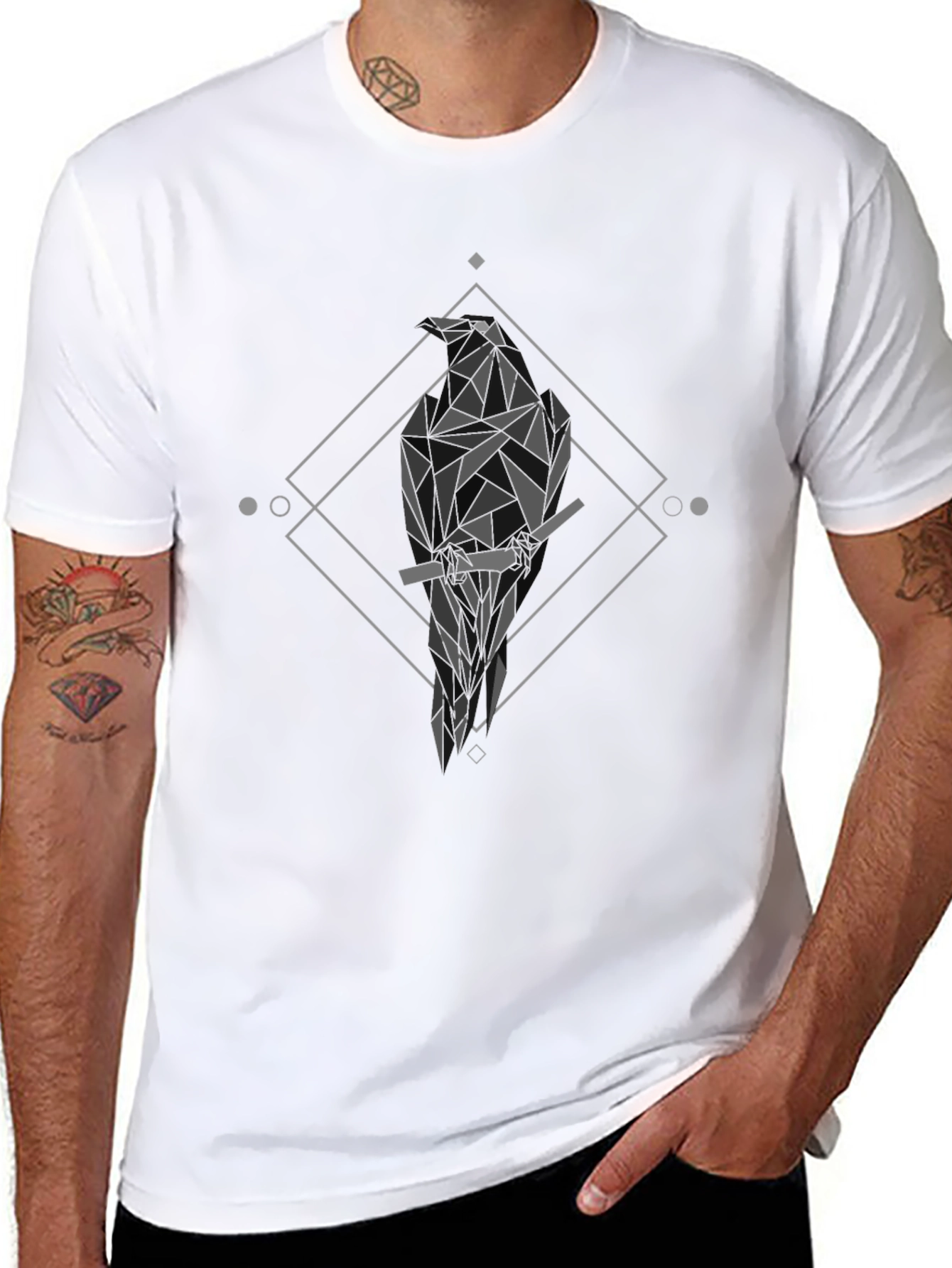 Geometric Raven Graphic Tee - Modern Streetwear