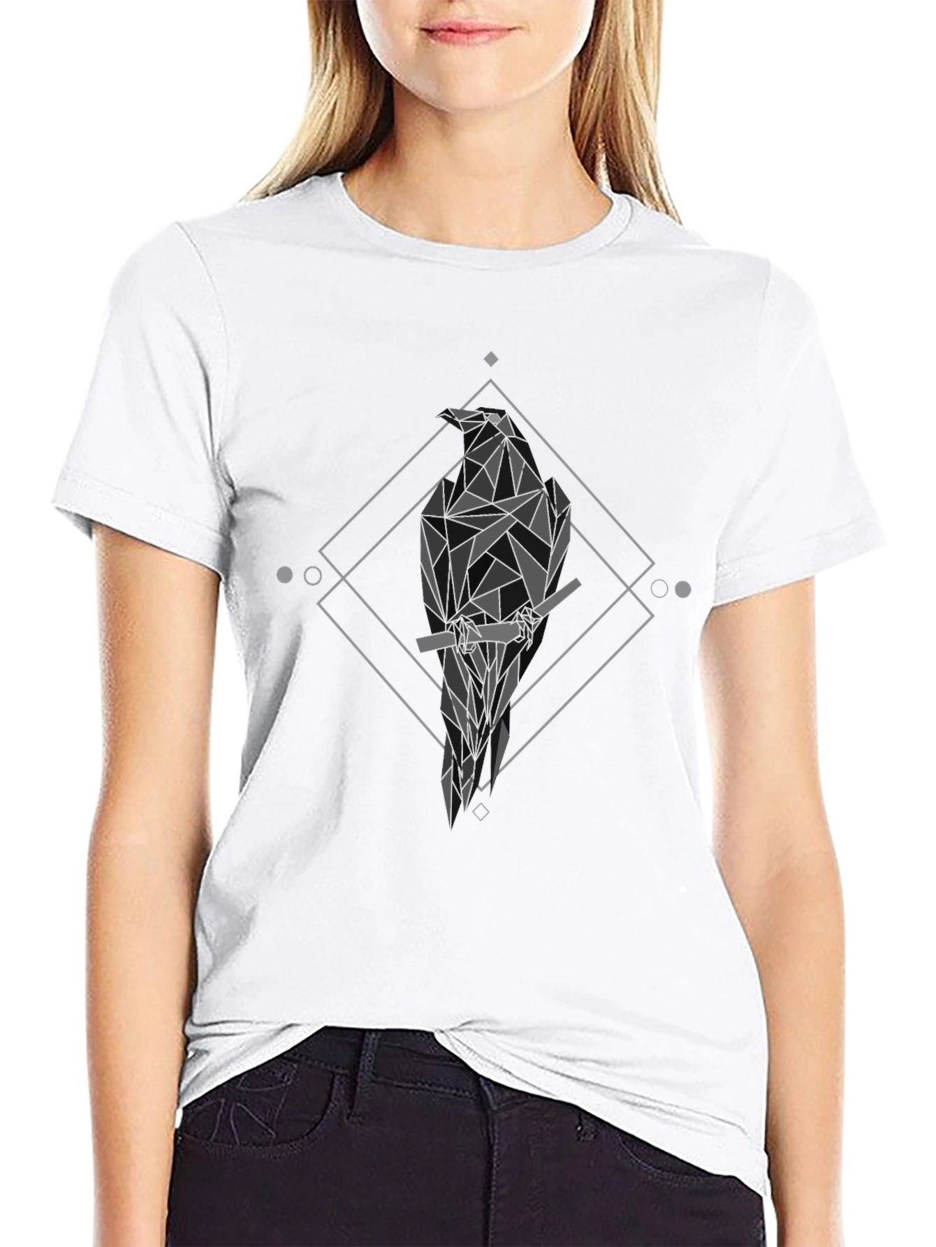 Geometric Raven Graphic Tee - Modern Streetwear