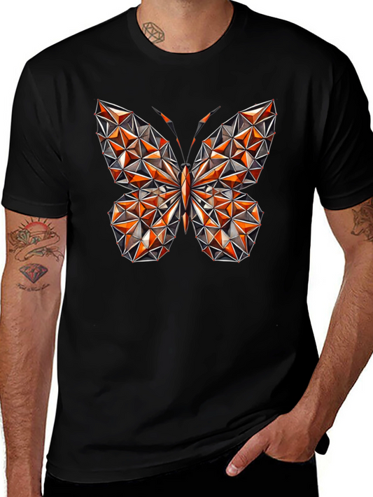 Geometric Butterfly Graphic Tee - Stylish Mens Black T-Shirt