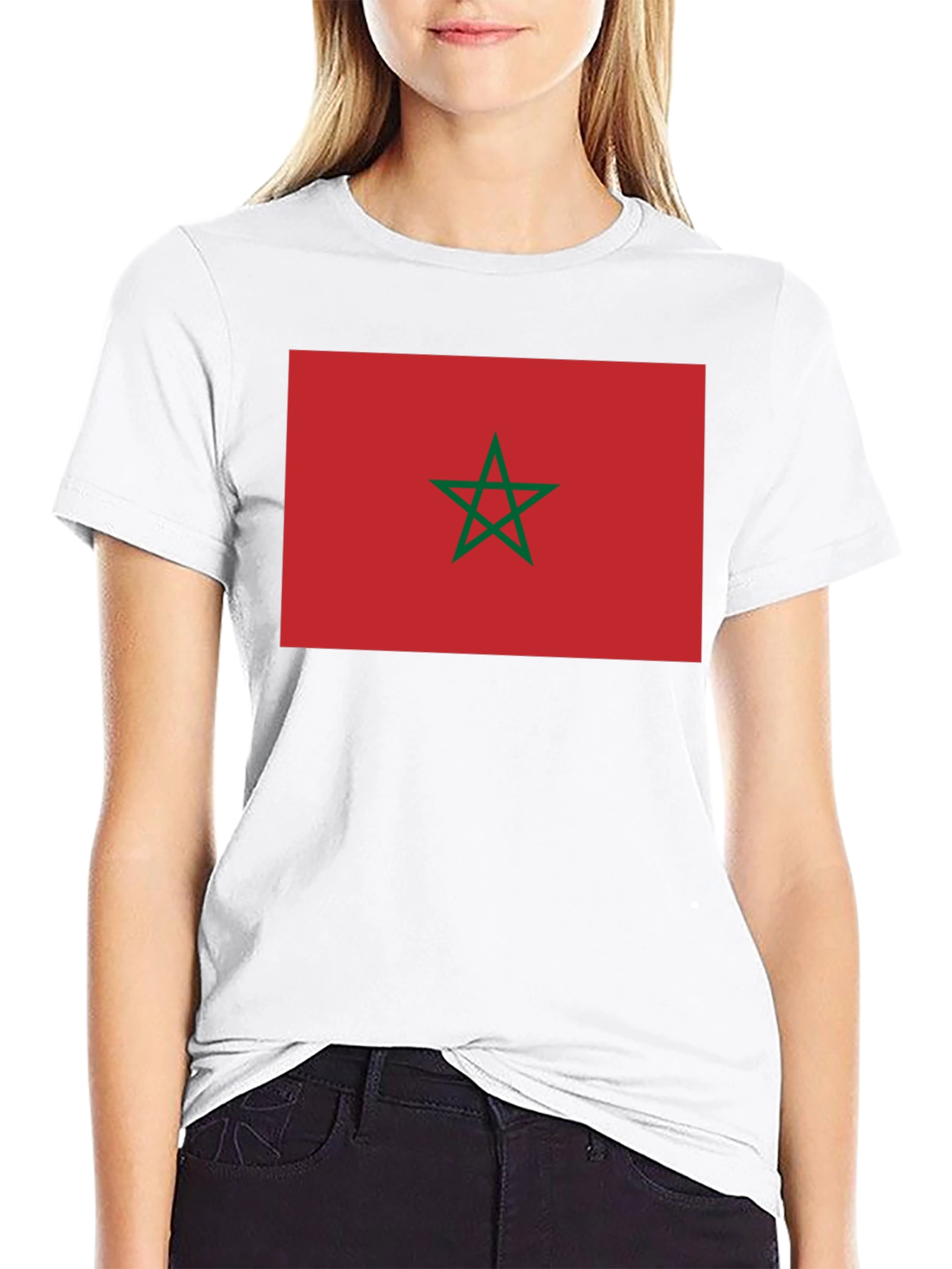 Morocco Flag Graphic Tee - Black Cotton T-Shirt
