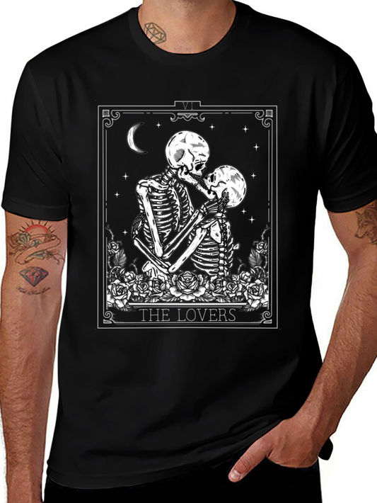 The Lovers Skeleton Tarot Card T-Shirt