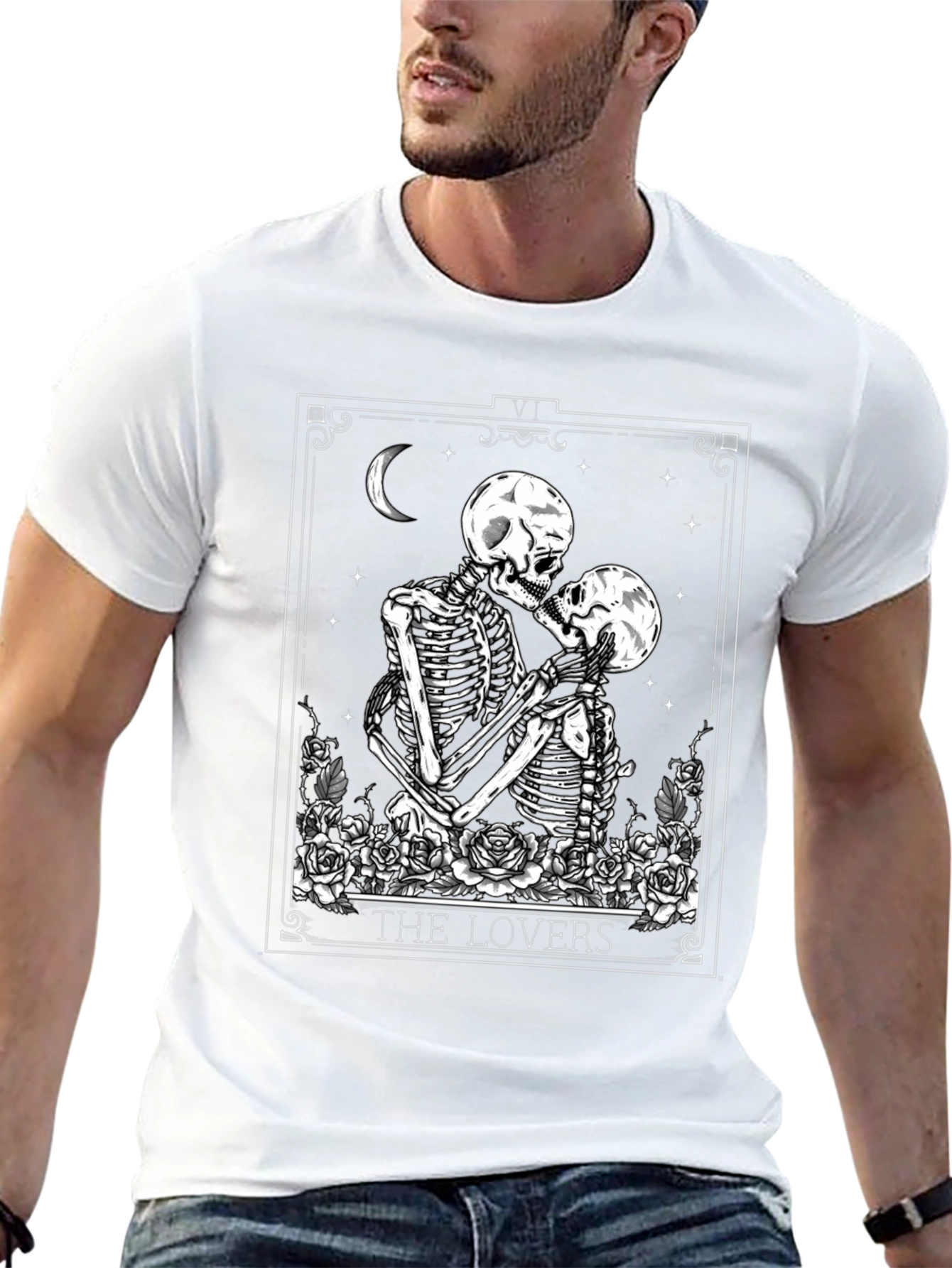 The Lovers Skeleton Tarot Card T-Shirt