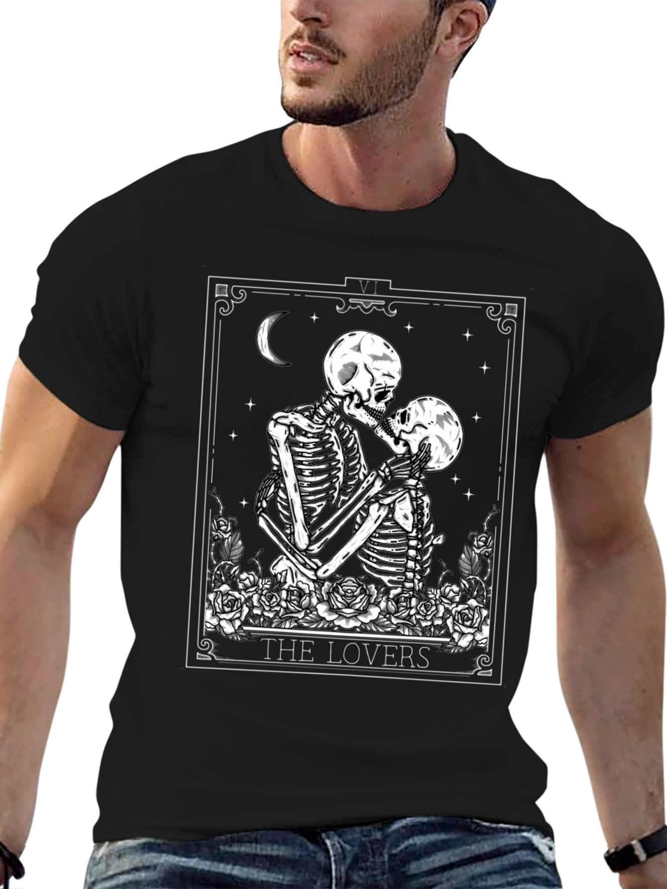 The Lovers Skeleton Tarot Card T-Shirt