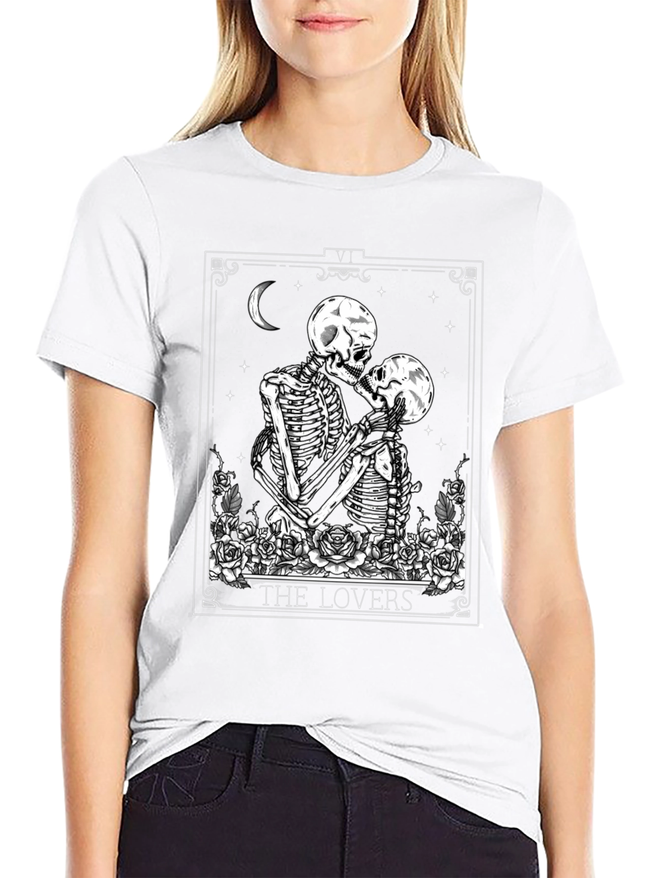 The Lovers Skeleton Tarot Card T-Shirt