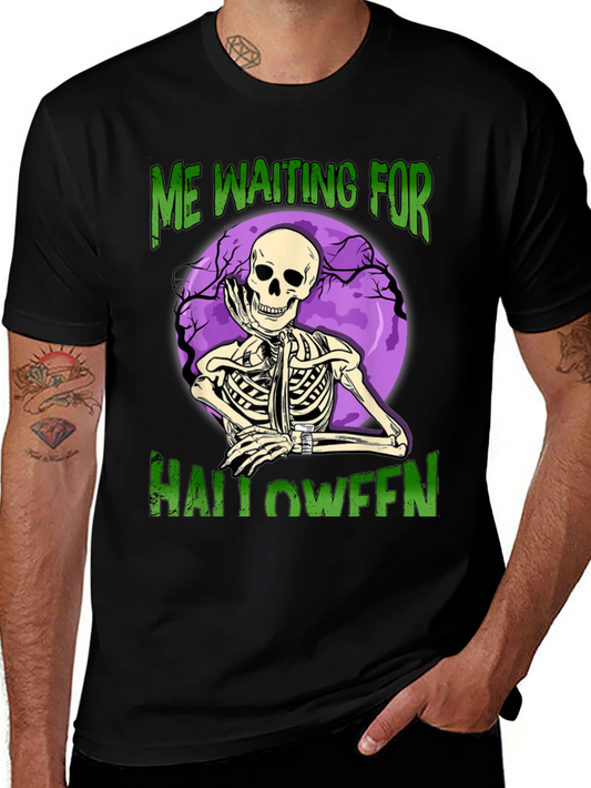 Halloween Waiting Skeleton Graphic Tee