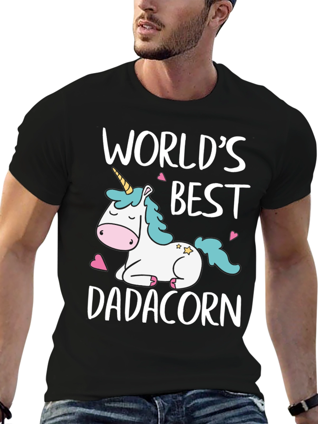 Worlds Best Dadacorn Black T-Shirt