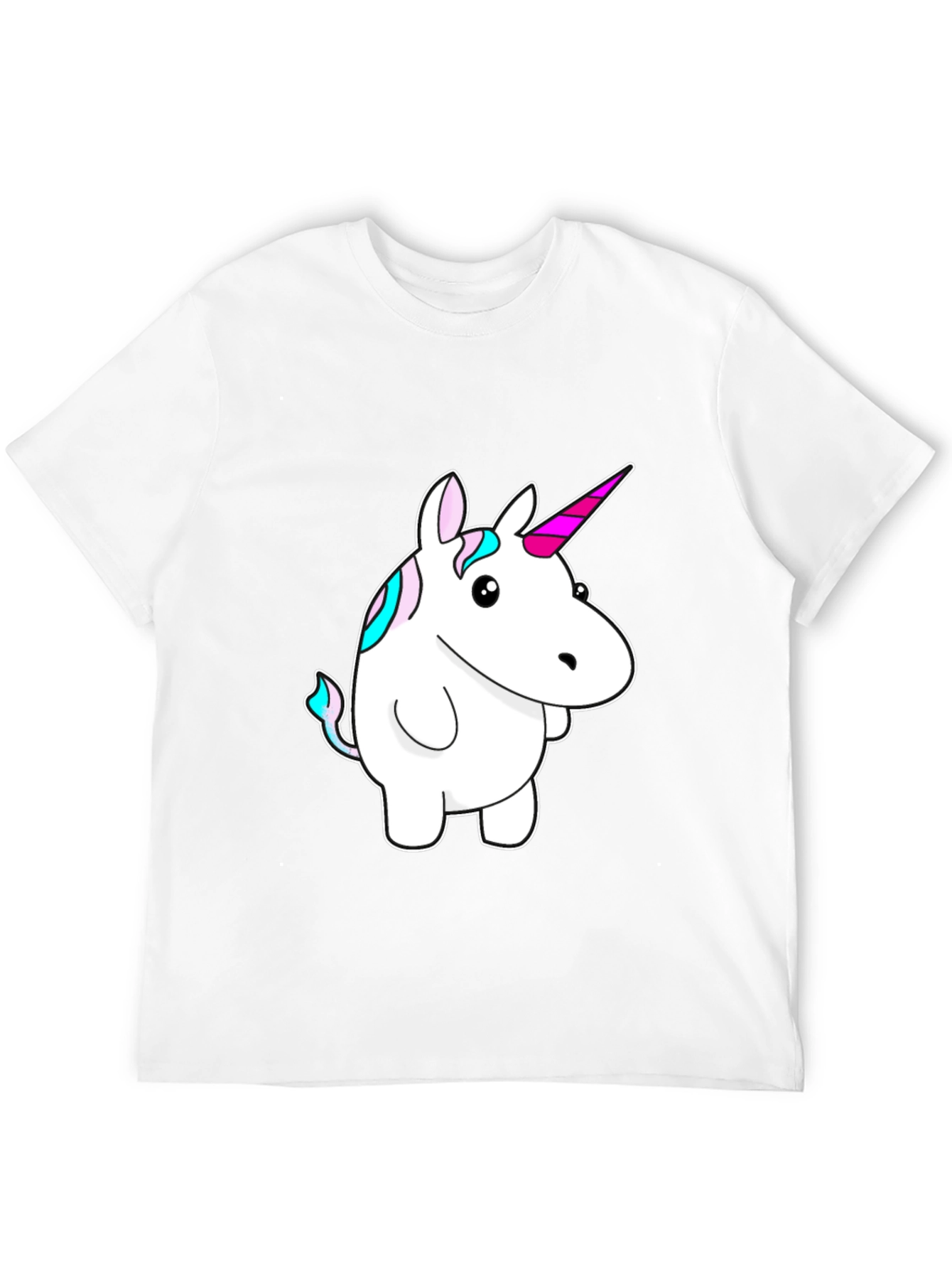 Unicorn Cartoon Graphic Print Black T-Shirt