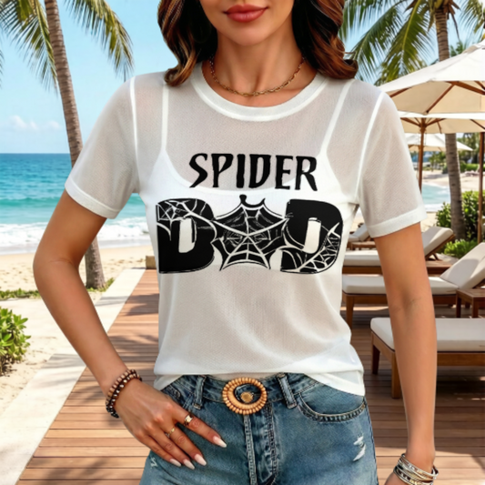 Spider Dad Halloween Graphic T-Shirt | Funny Superhero Father Gift Tee(z1202)