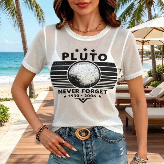 Pluto Never Forget 1930–2006 Vintage Space Graphic T-Shirt(z1201)