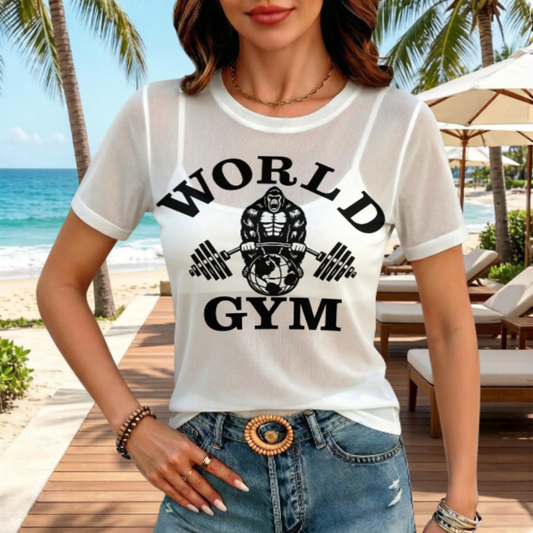 World Gym Strength Gorilla T-Shirt – Monochrome Vector Design(z1206)