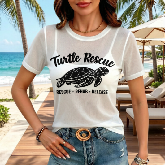 Turtle Rescue Sea Turtle Conservation T-Shirt – Rescue • Rehab • Release Graphic Tee(z1207)