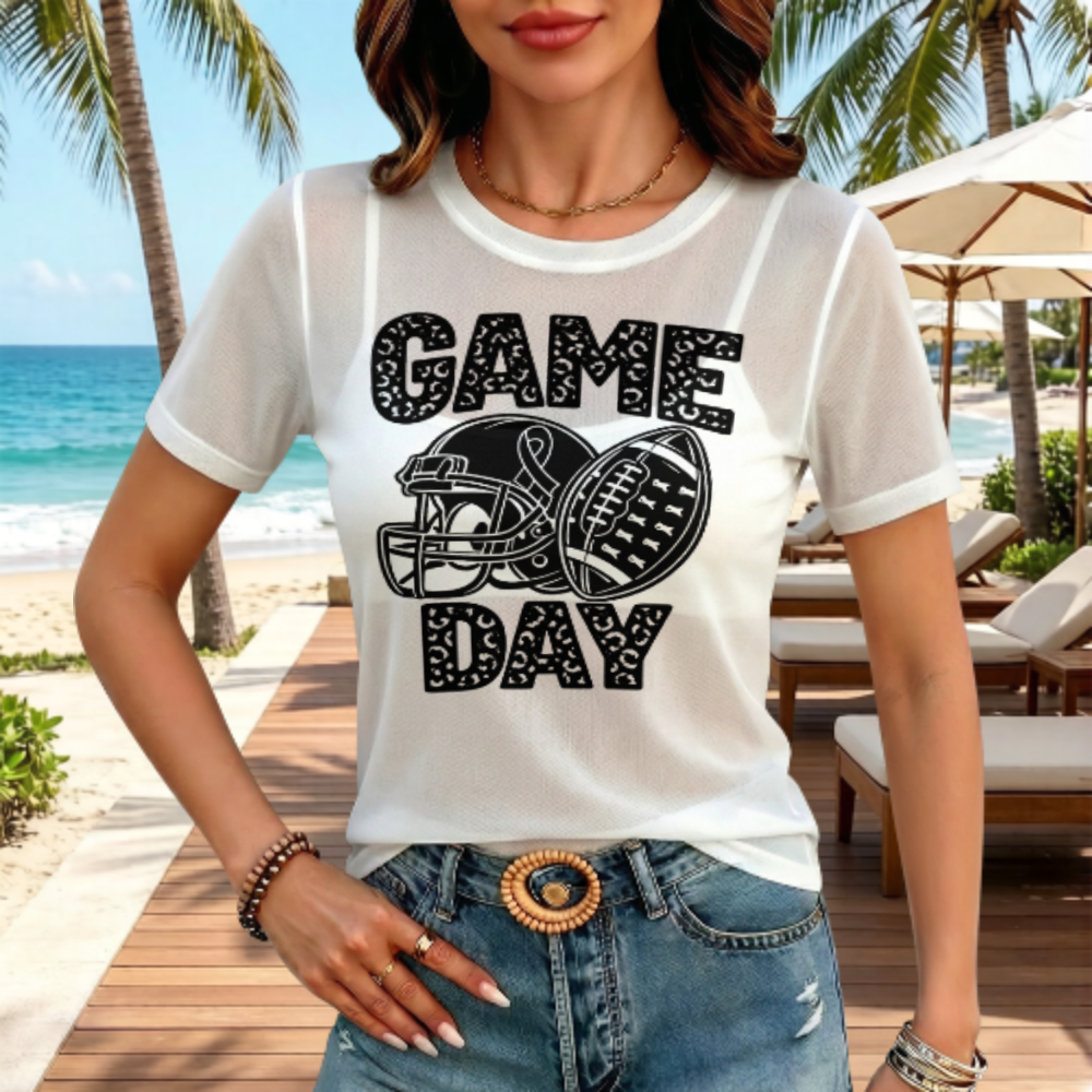 Game Day Leopard Football Helmet Breast Cancer Awareness Graphic Tee | Sports Fan Shirt(z1194)