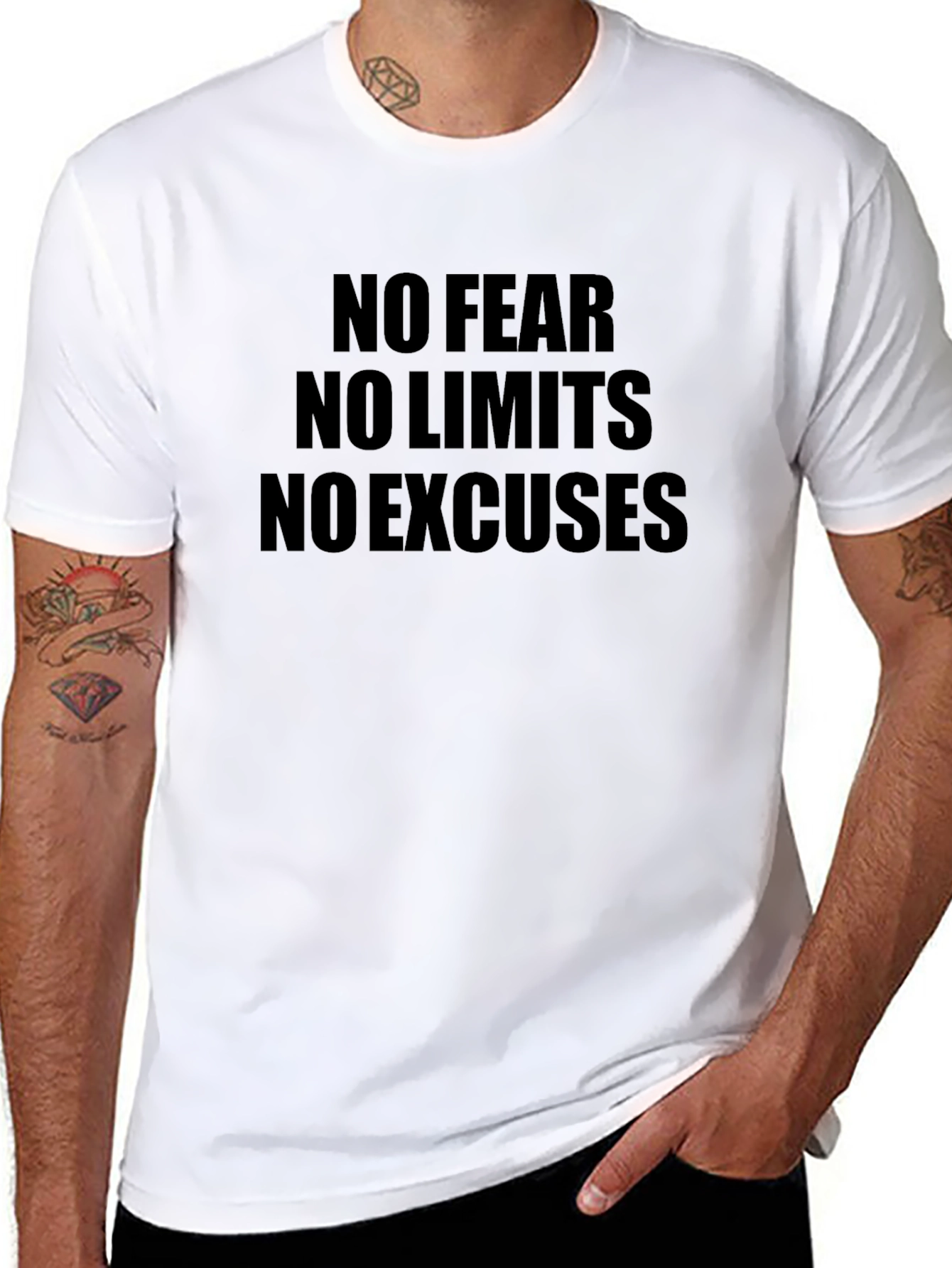 Motivational Black T-Shirt - No Fear No Limits