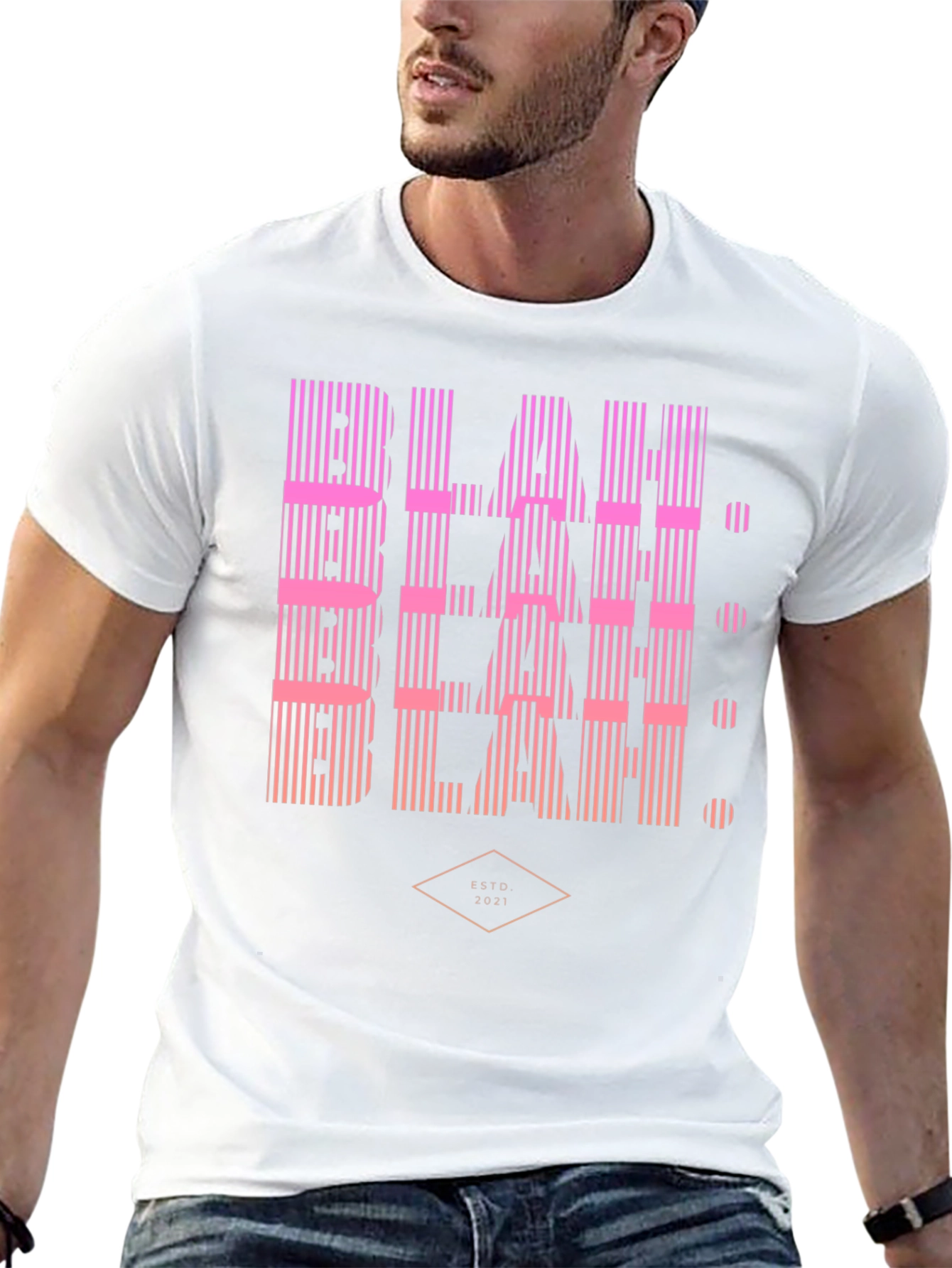 Blah Striped Graphic T-Shirt