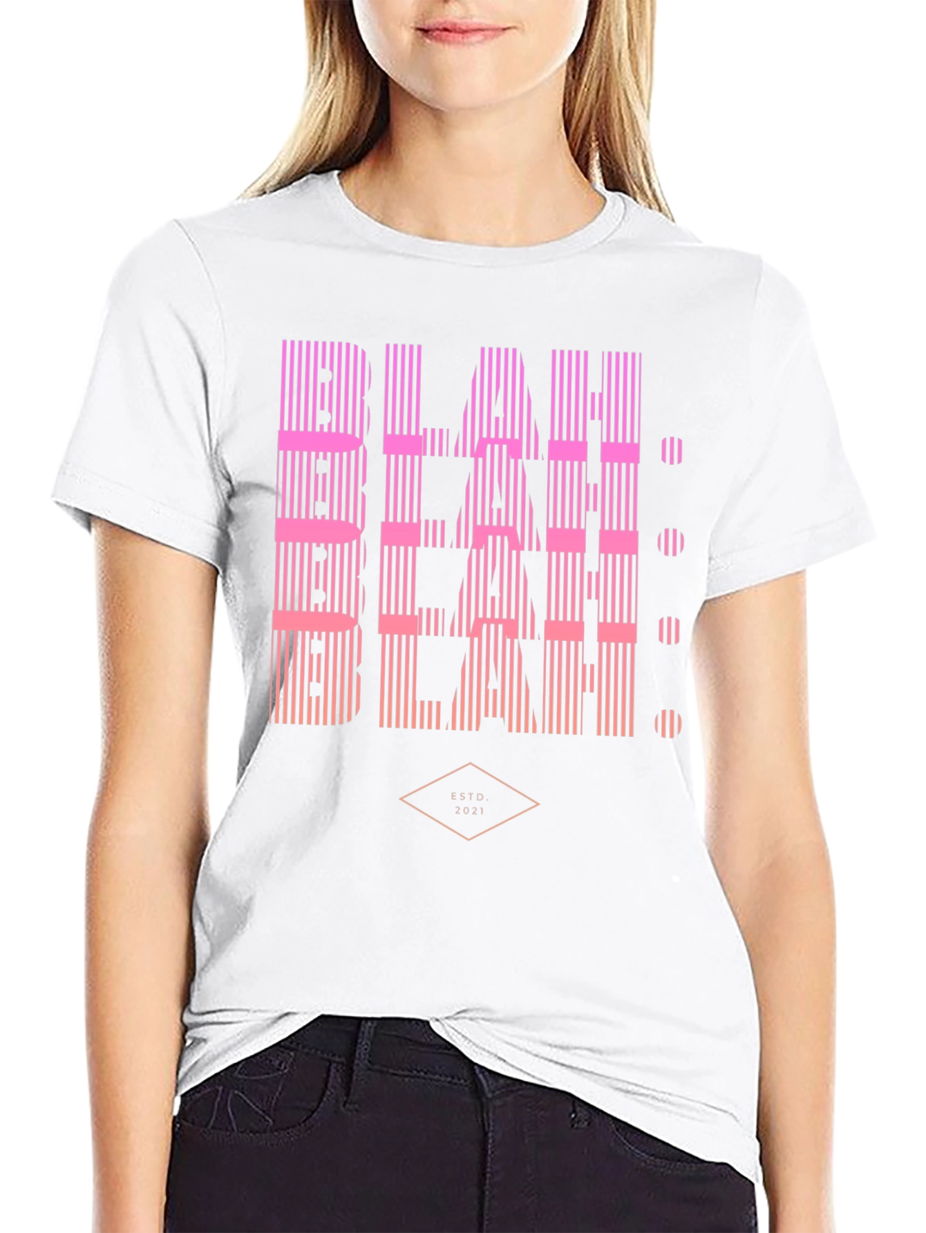 Blah Striped Graphic T-Shirt