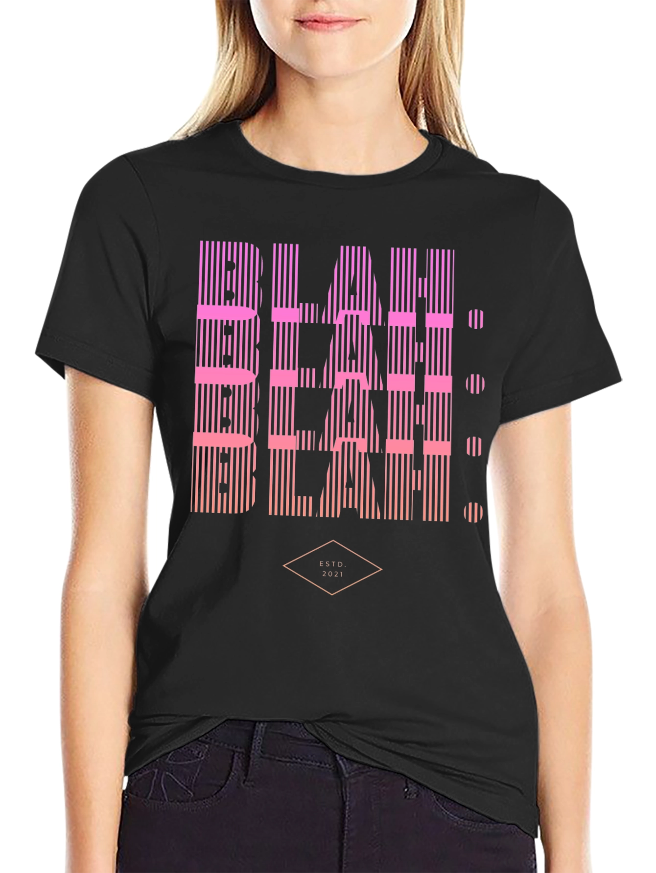 Blah Striped Graphic T-Shirt