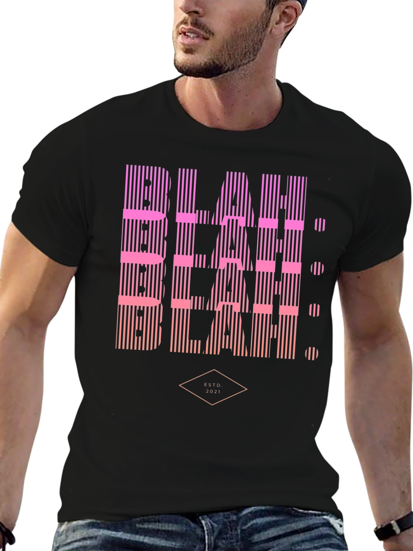 Blah Striped Graphic T-Shirt