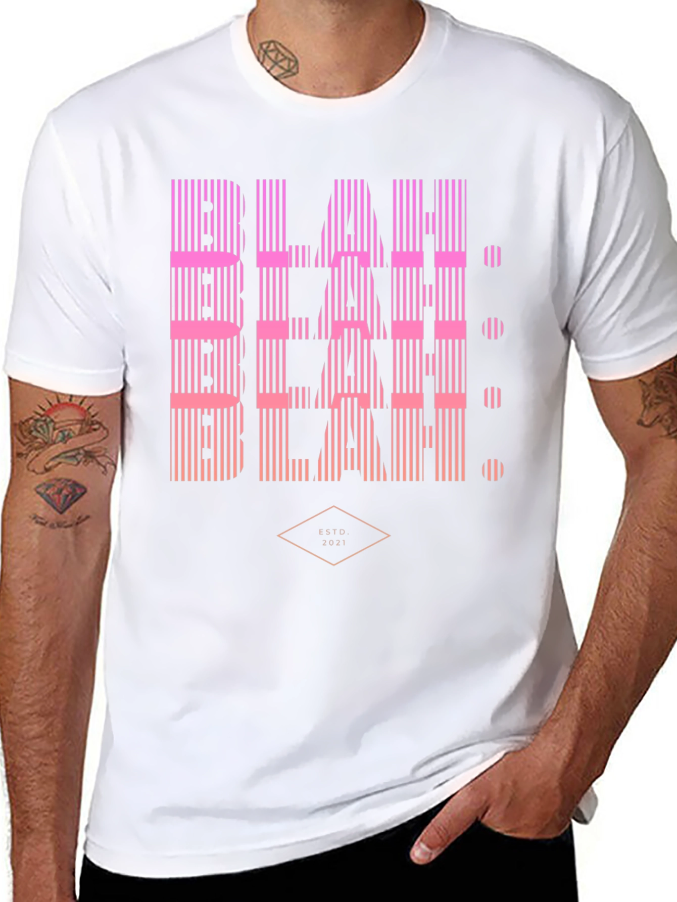 Blah Striped Graphic T-Shirt