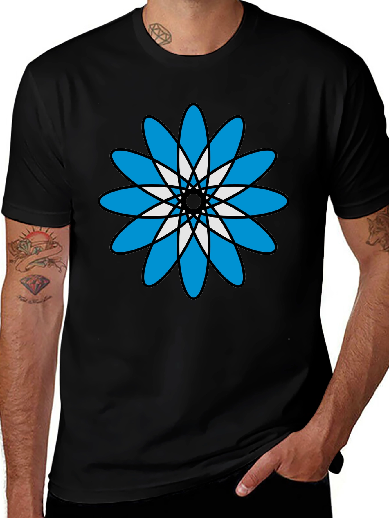 Floral Graphic Print Black T-Shirt